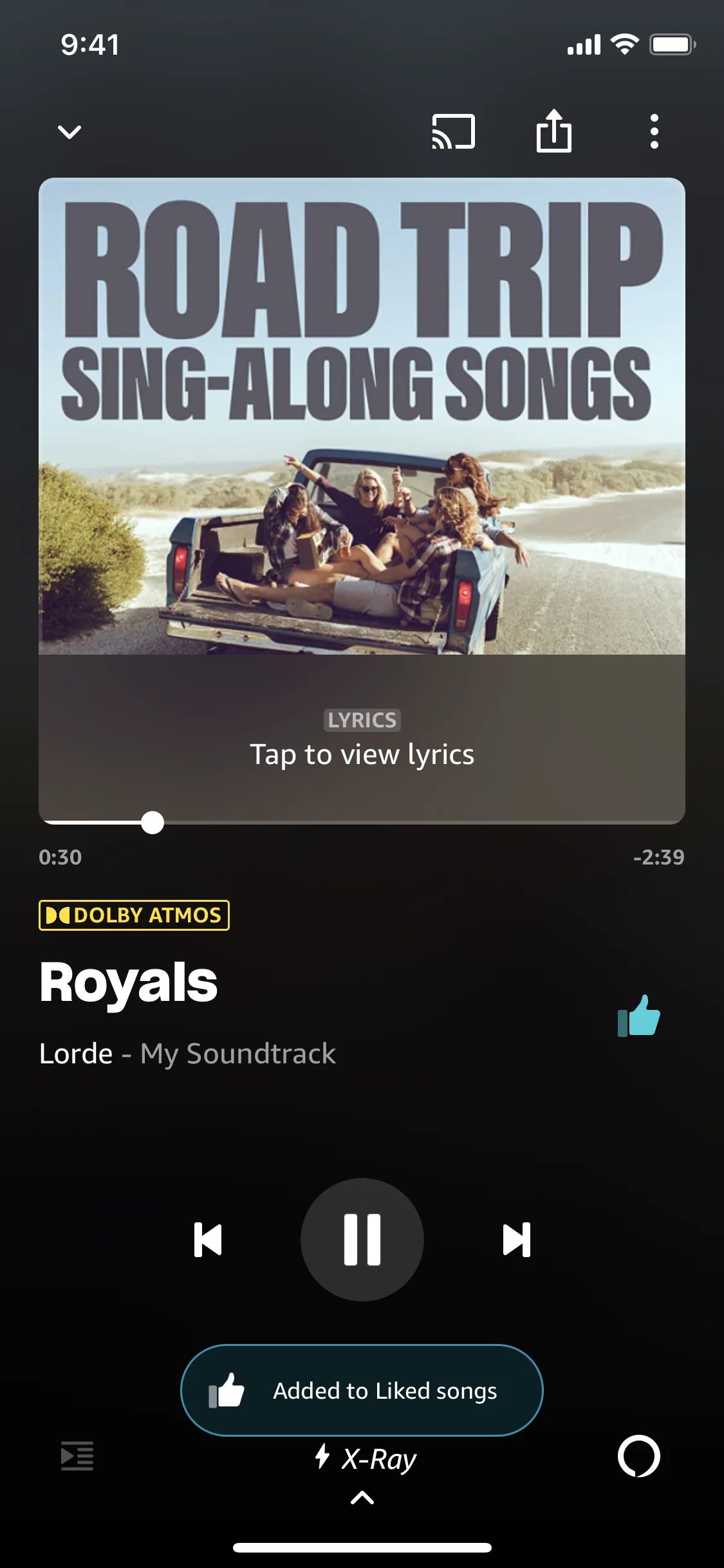 Liking a song on Amazon Music (ios) screen 2