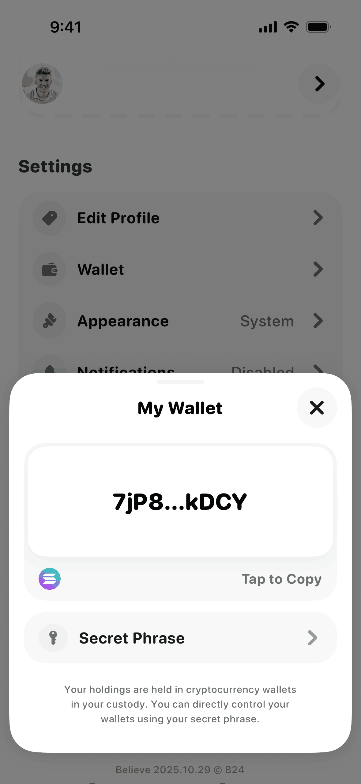 Believe iOS Finance interface screenshot 23