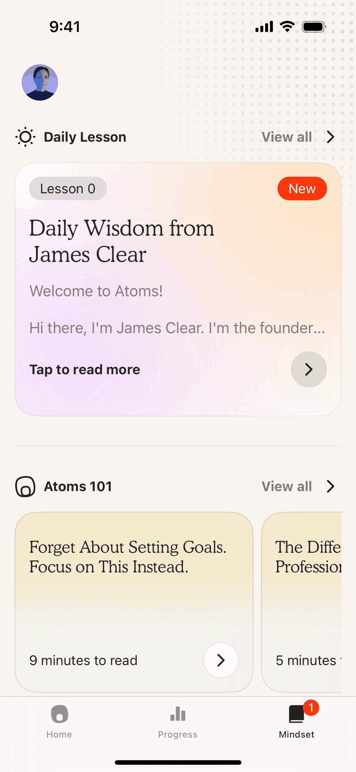 Atoms iOS Productivity interface screenshot 2