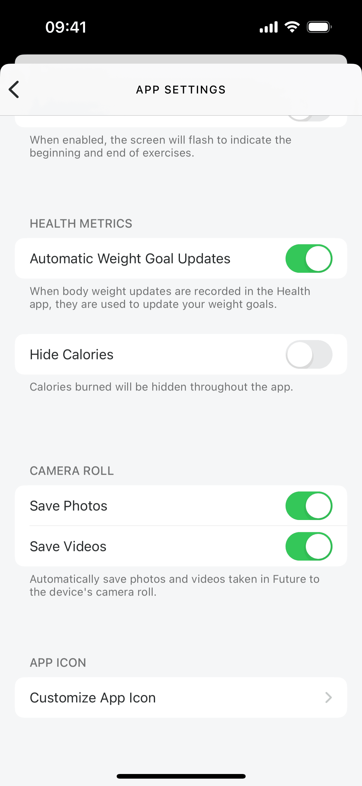 Future iOS Sports interface screenshot 2