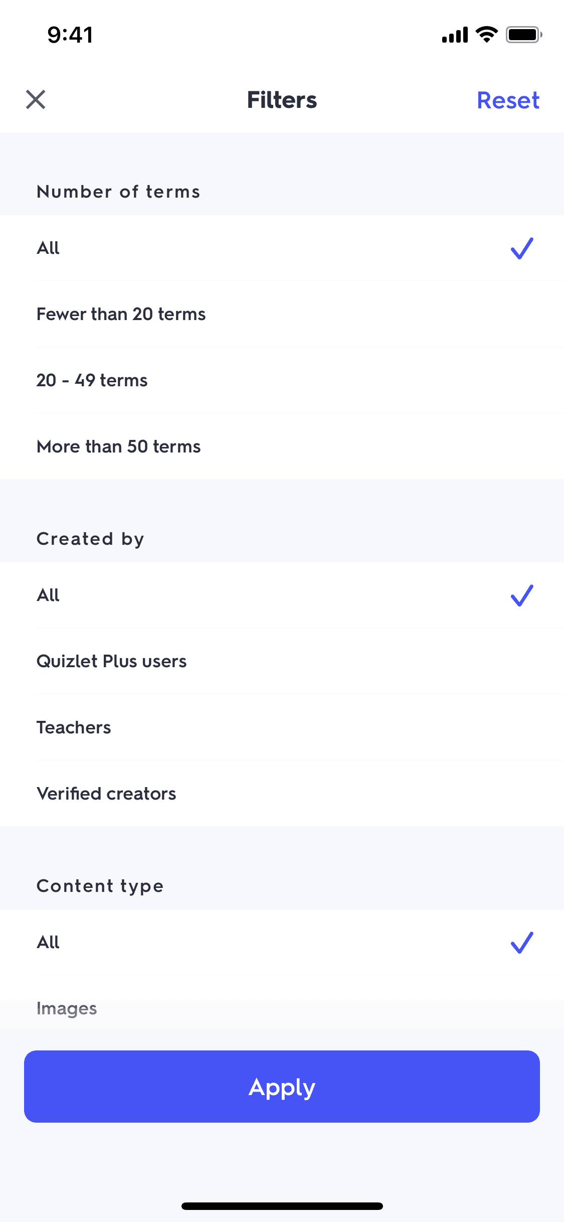 Quizlet iOS Education interface screenshot 5