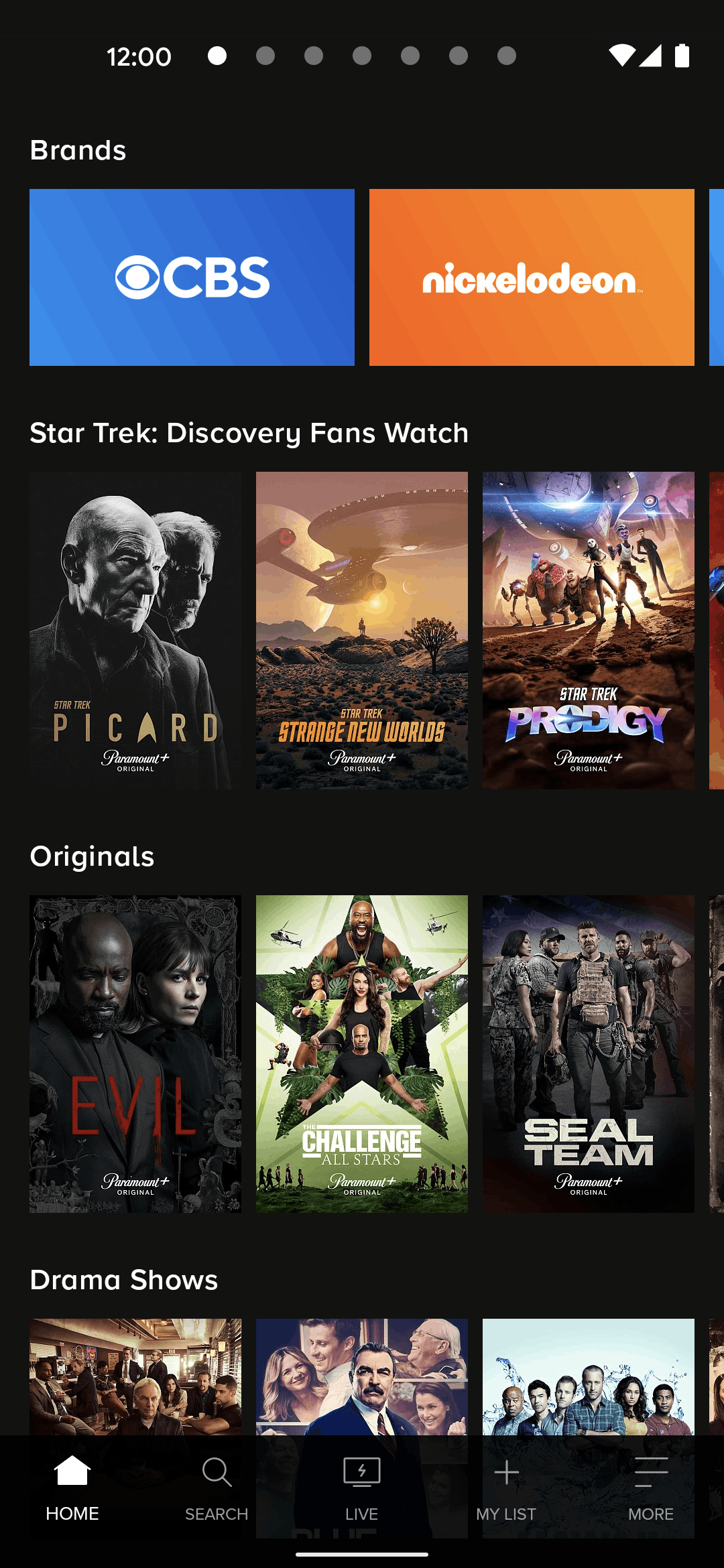 Paramount+ Android Entertainment interface screenshot 3