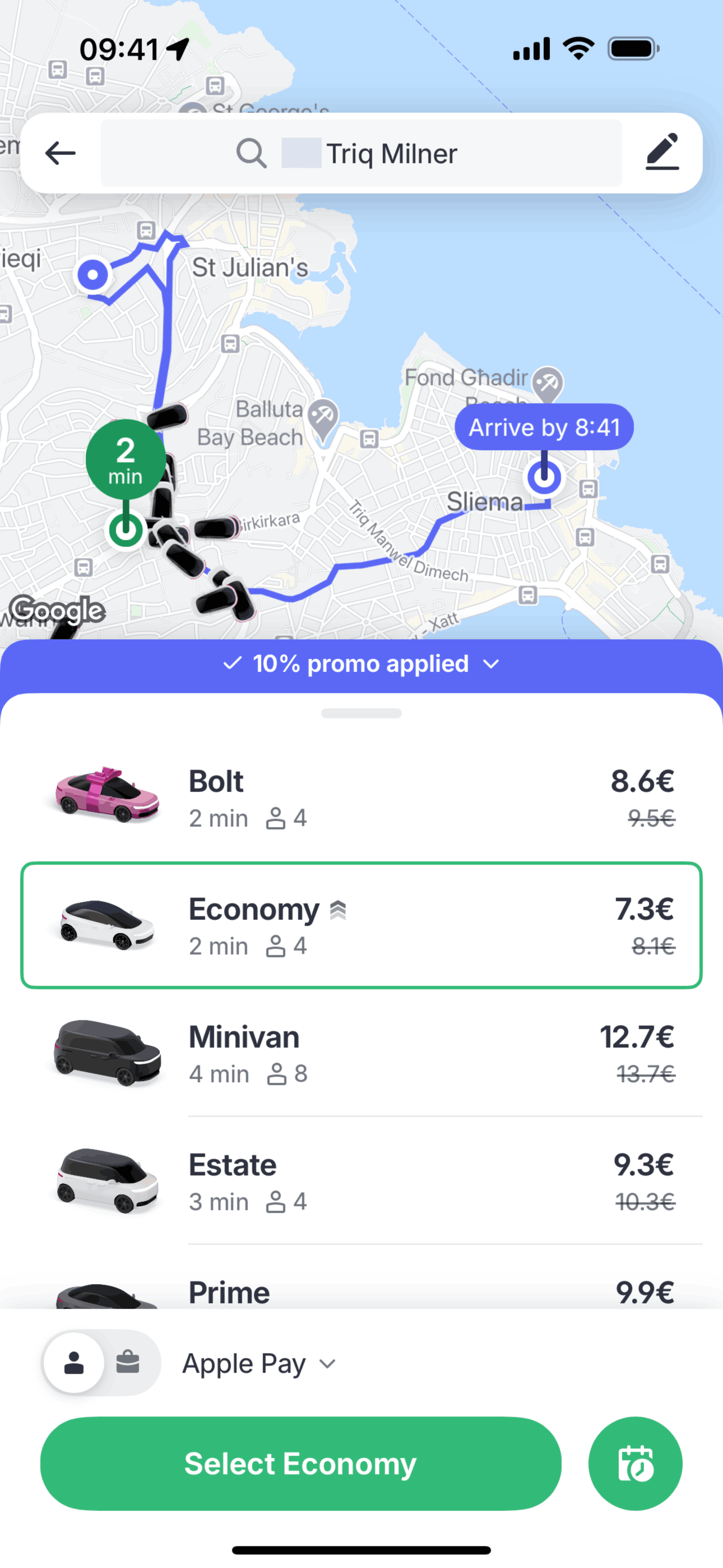 Bolt iOS Travel & Transportation interface screenshot 1