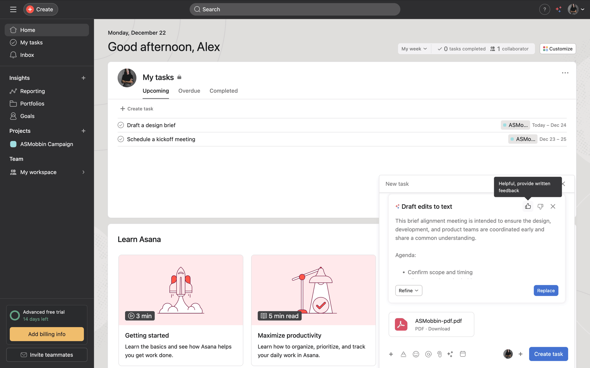 Asana Web Business interface screenshot 17