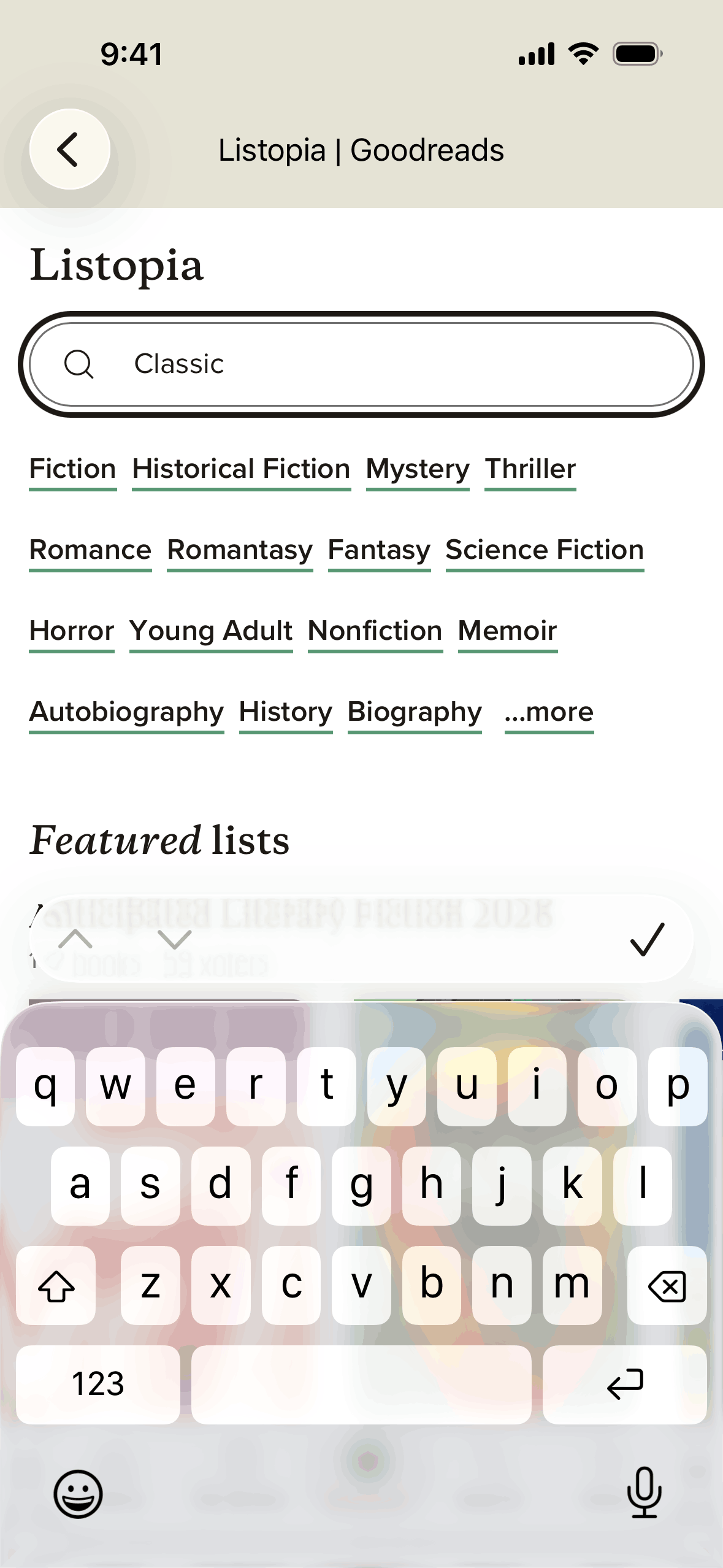 Goodreads iOS Education interface screenshot 19