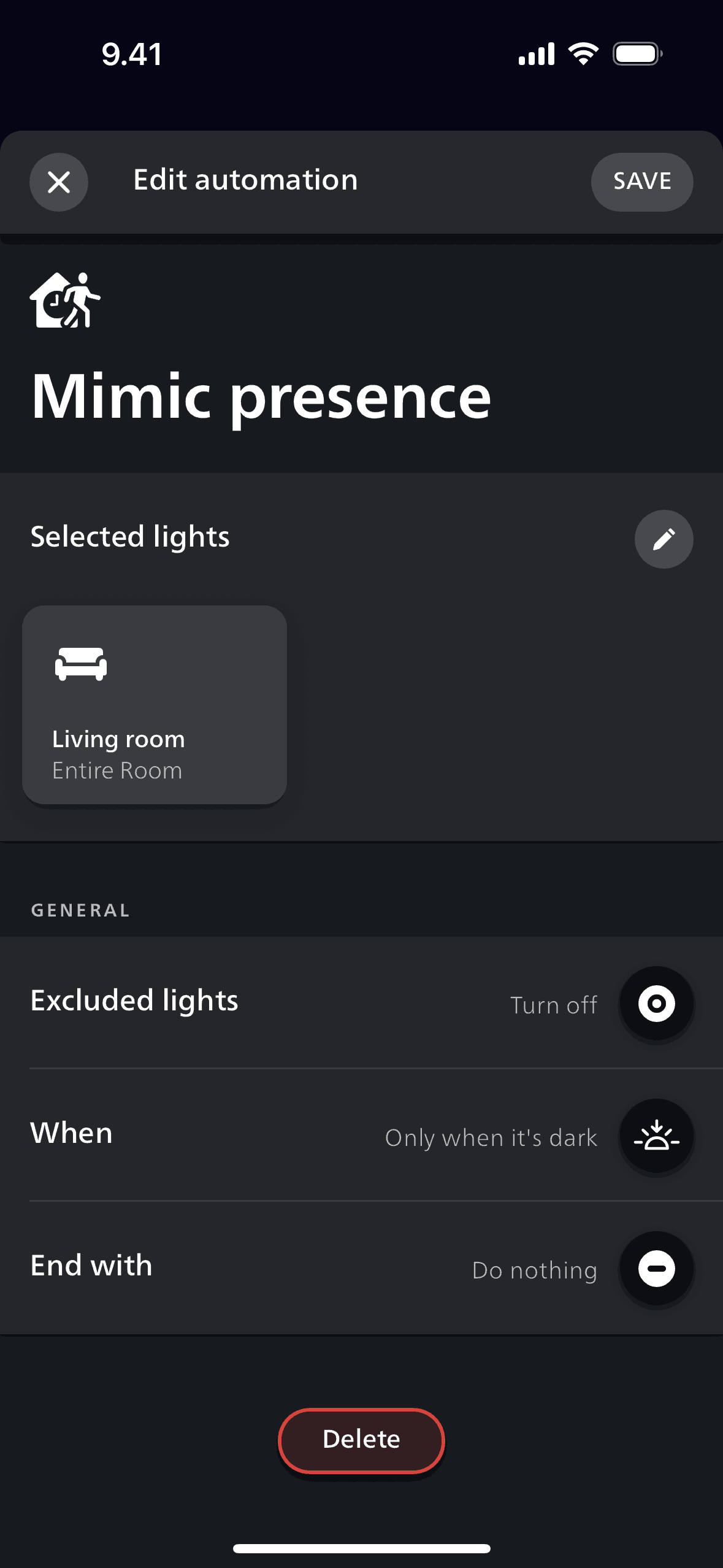 Philips Hue iOS Lifestyle interface screenshot 18