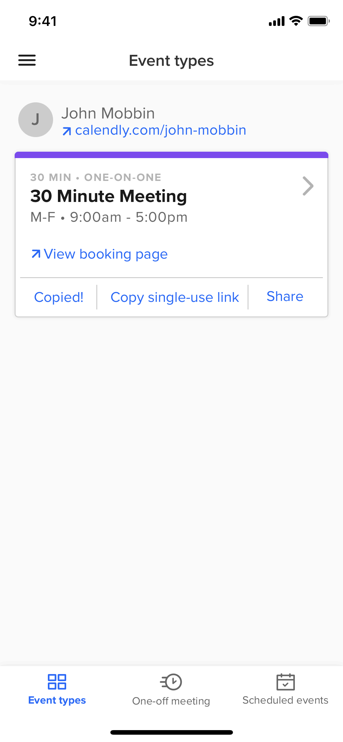 Calendly iOS Business interface screenshot 10