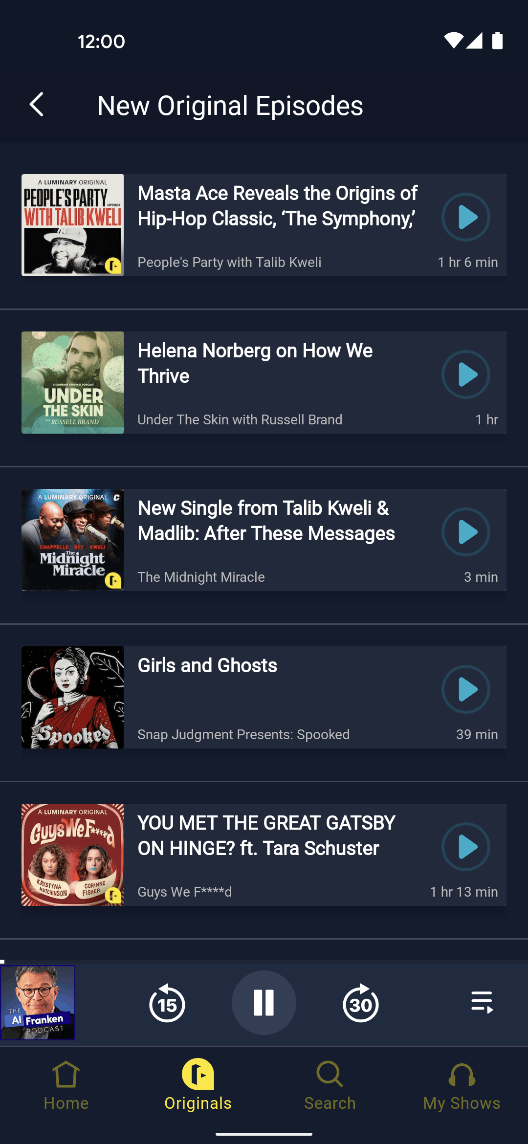 Luminary Android Entertainment interface screenshot 22