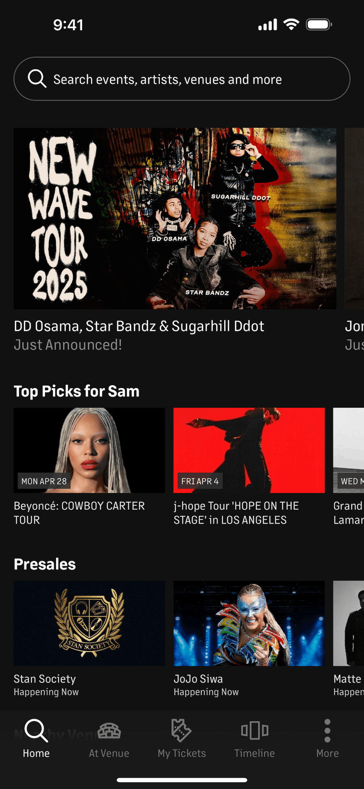 Live Nation iOS Music & Audio interface screenshot 1