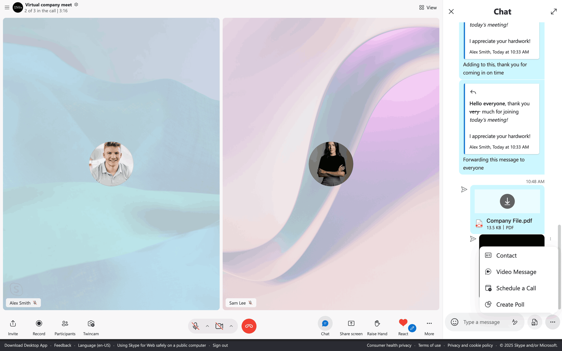 Skype Web Collaboration interface screenshot 2
