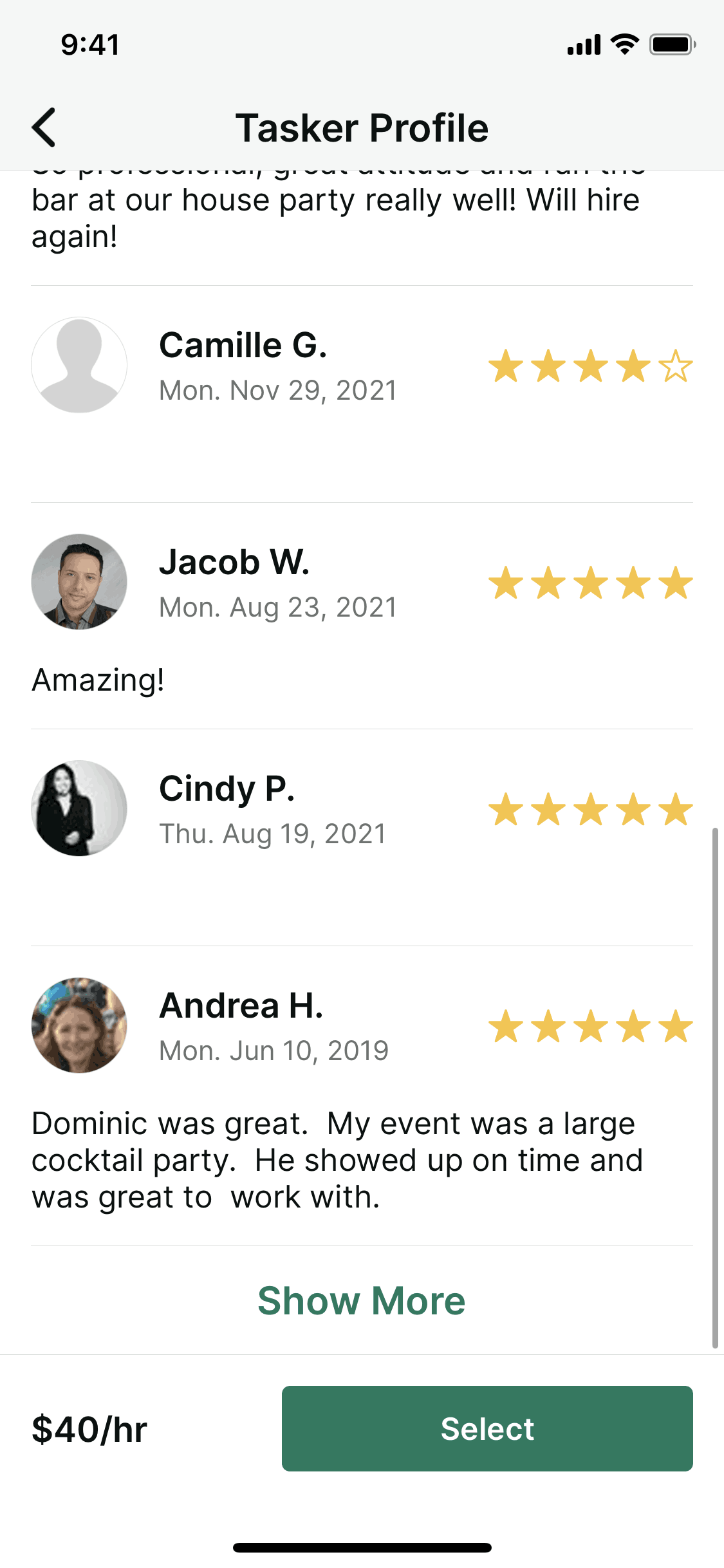TaskRabbit iOS Lifestyle interface screenshot 1
