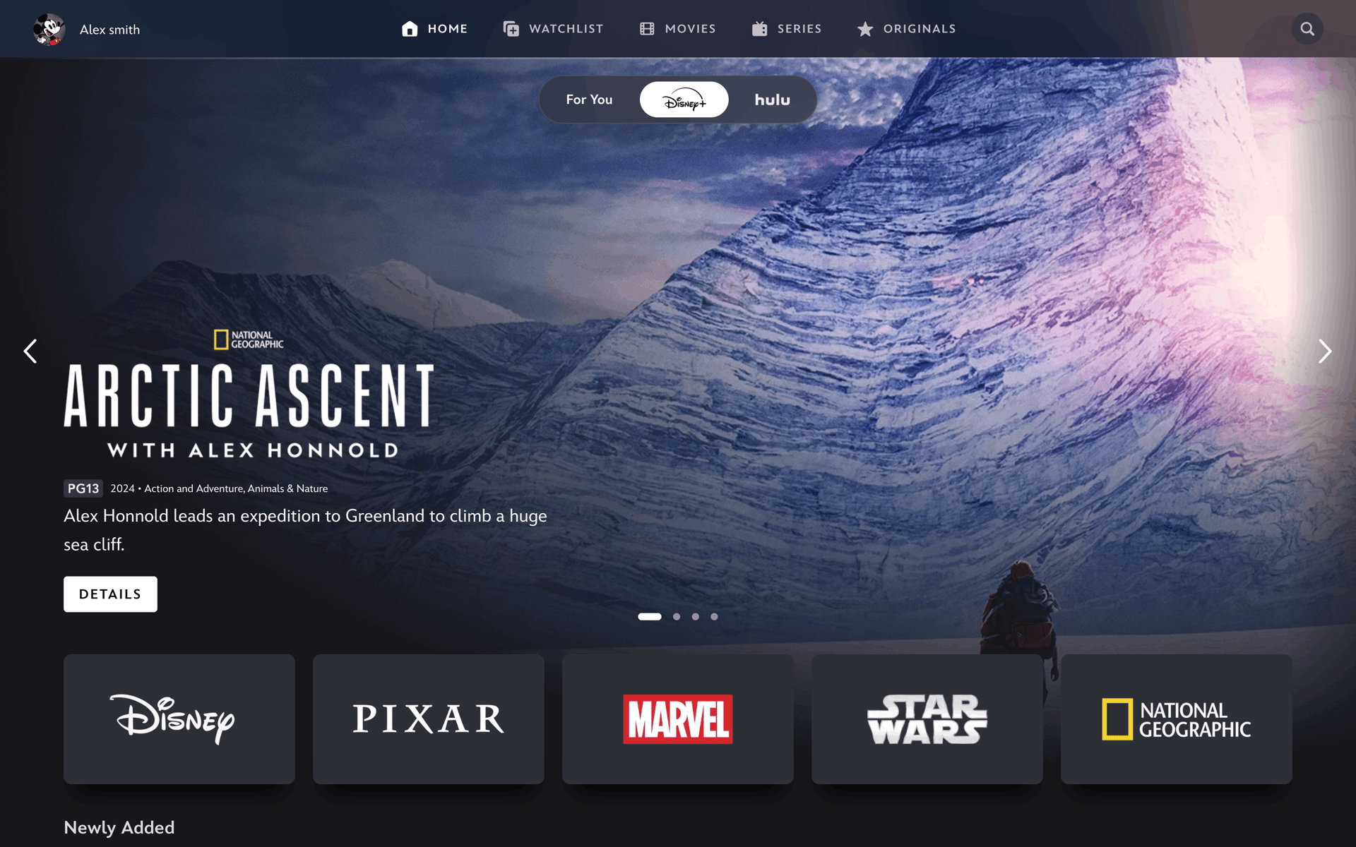 Disney+ Web Entertainment interface screenshot 1