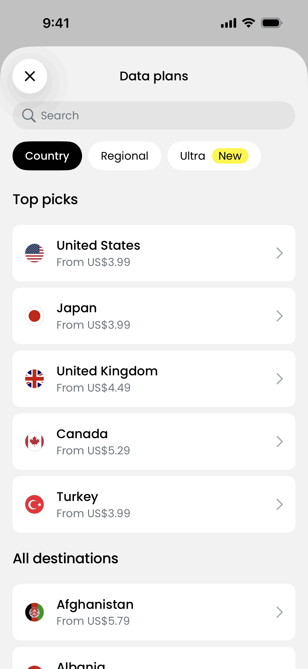 Saily iOS Travel & Transportation interface screenshot 5