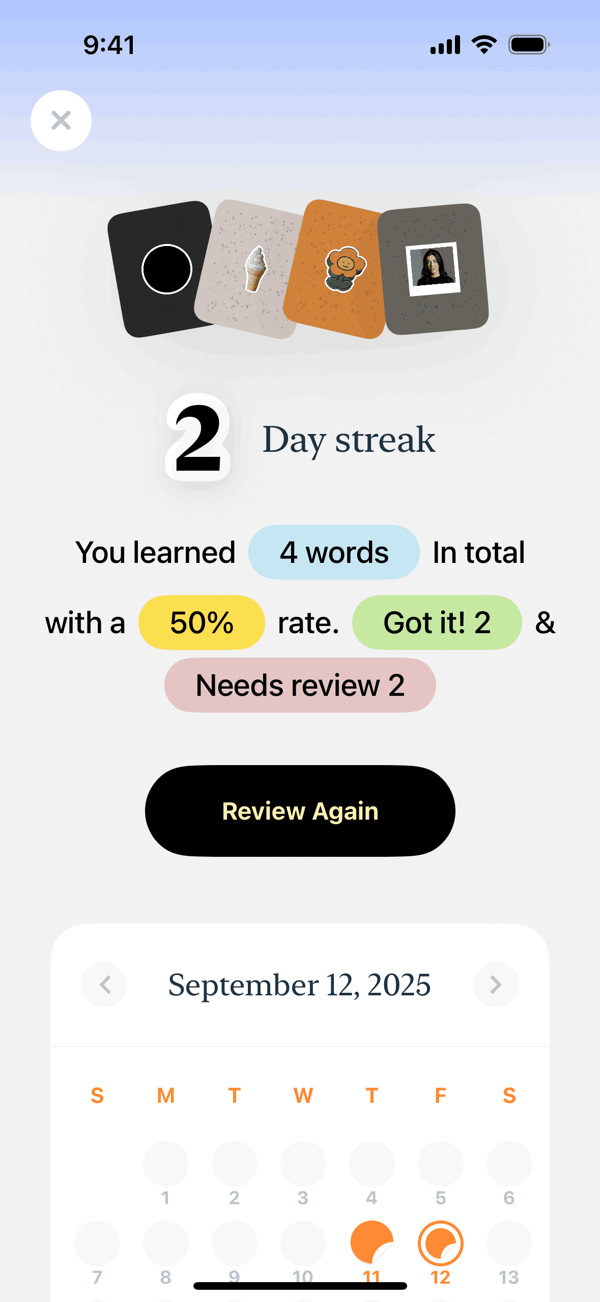 CapWords iOS AI interface screenshot 2