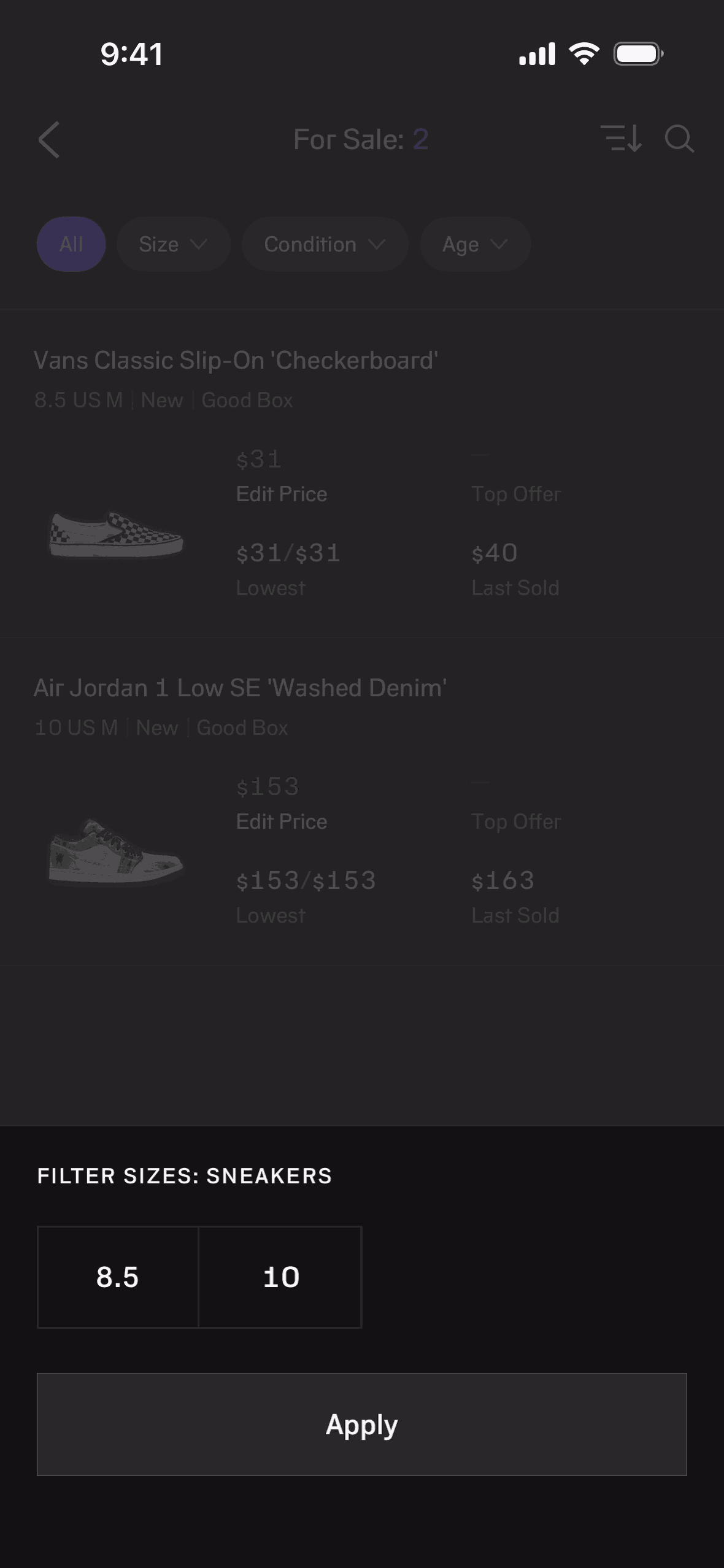 alias iOS Shopping interface screenshot 2
