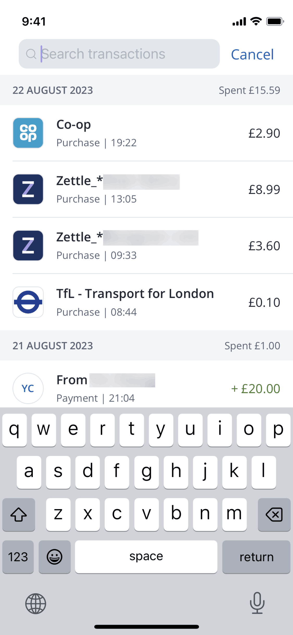 Chase UK iOS Finance interface screenshot 9
