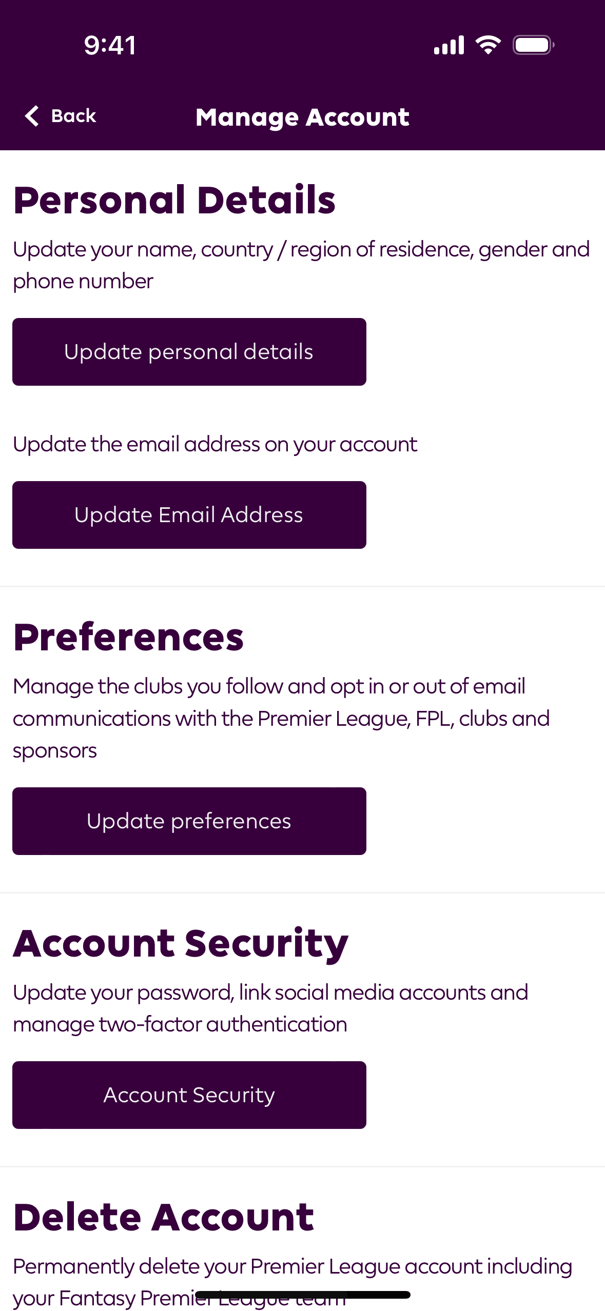 Premier League iOS Sports interface screenshot 22