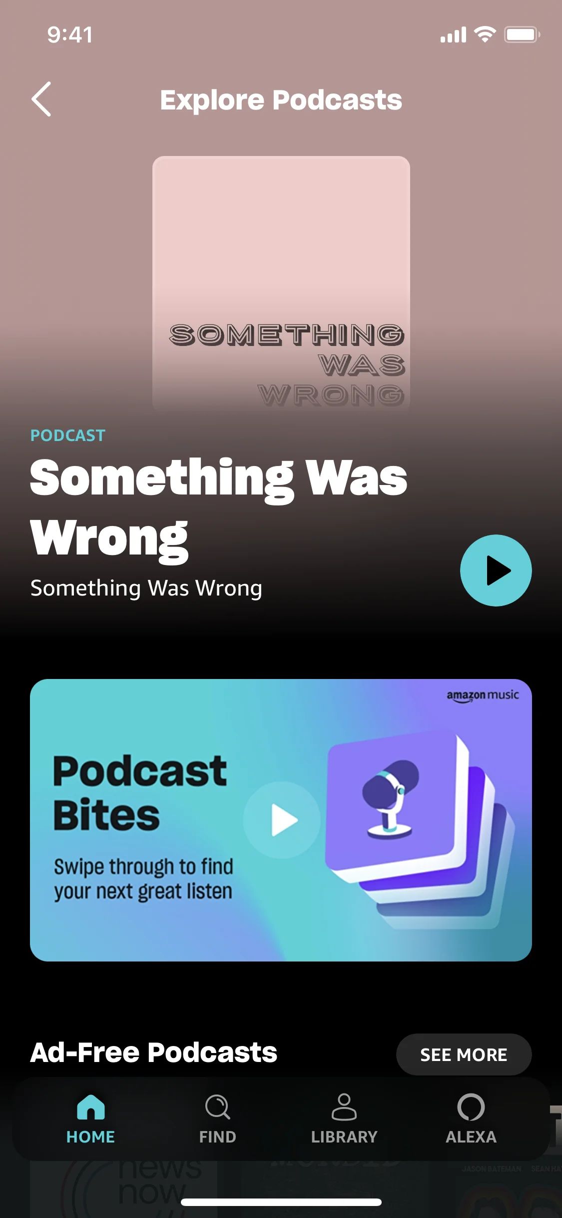 Explore podcasts on Amazon Music (ios) screen 2