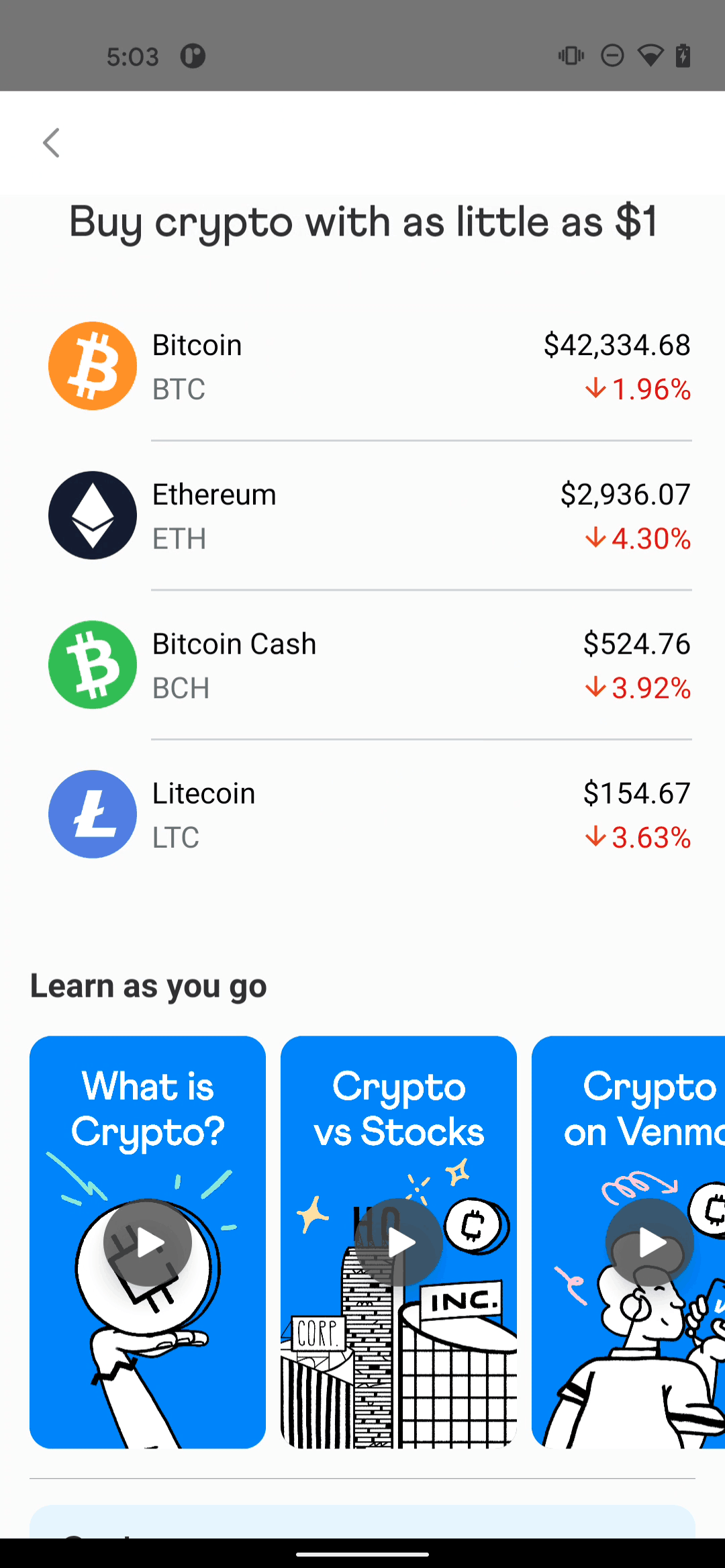 Venmo Android Finance interface screenshot 1