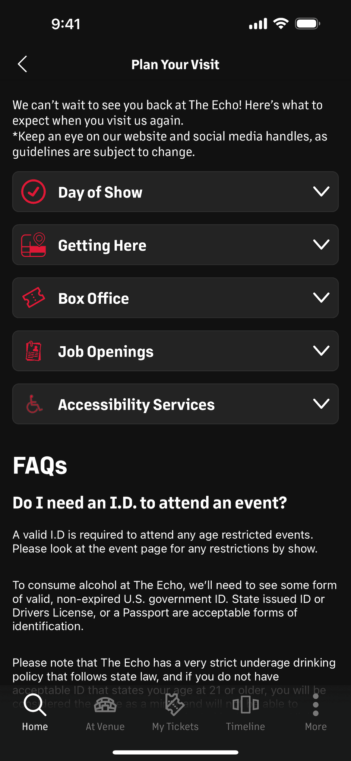 Live Nation iOS Music & Audio interface screenshot 15