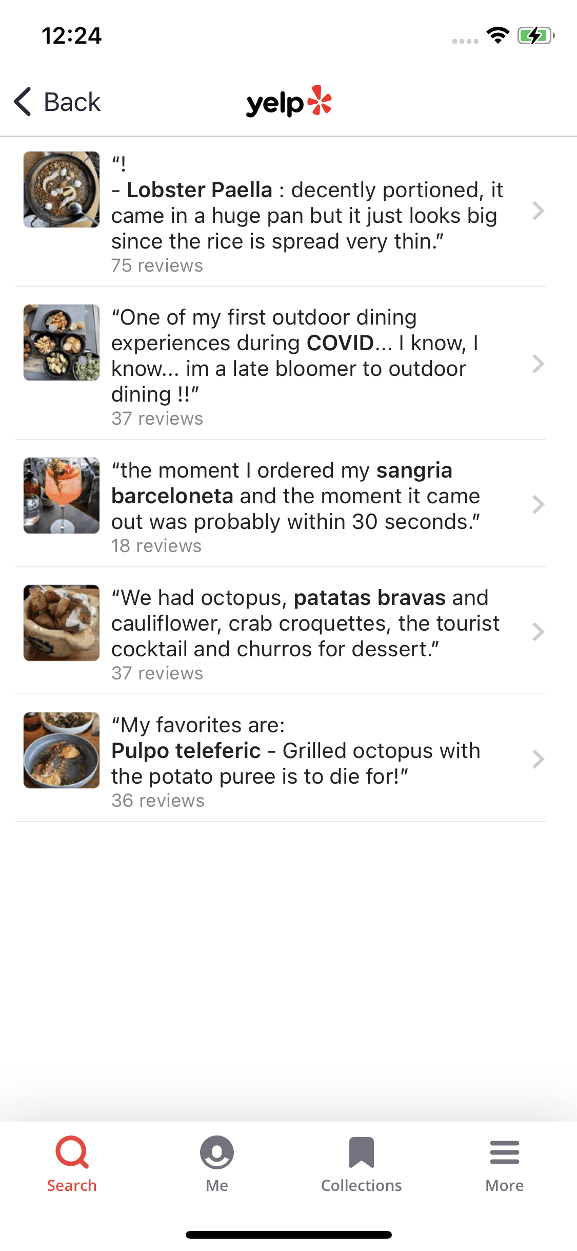 Yelp iOS Food & Drink interface screenshot 1
