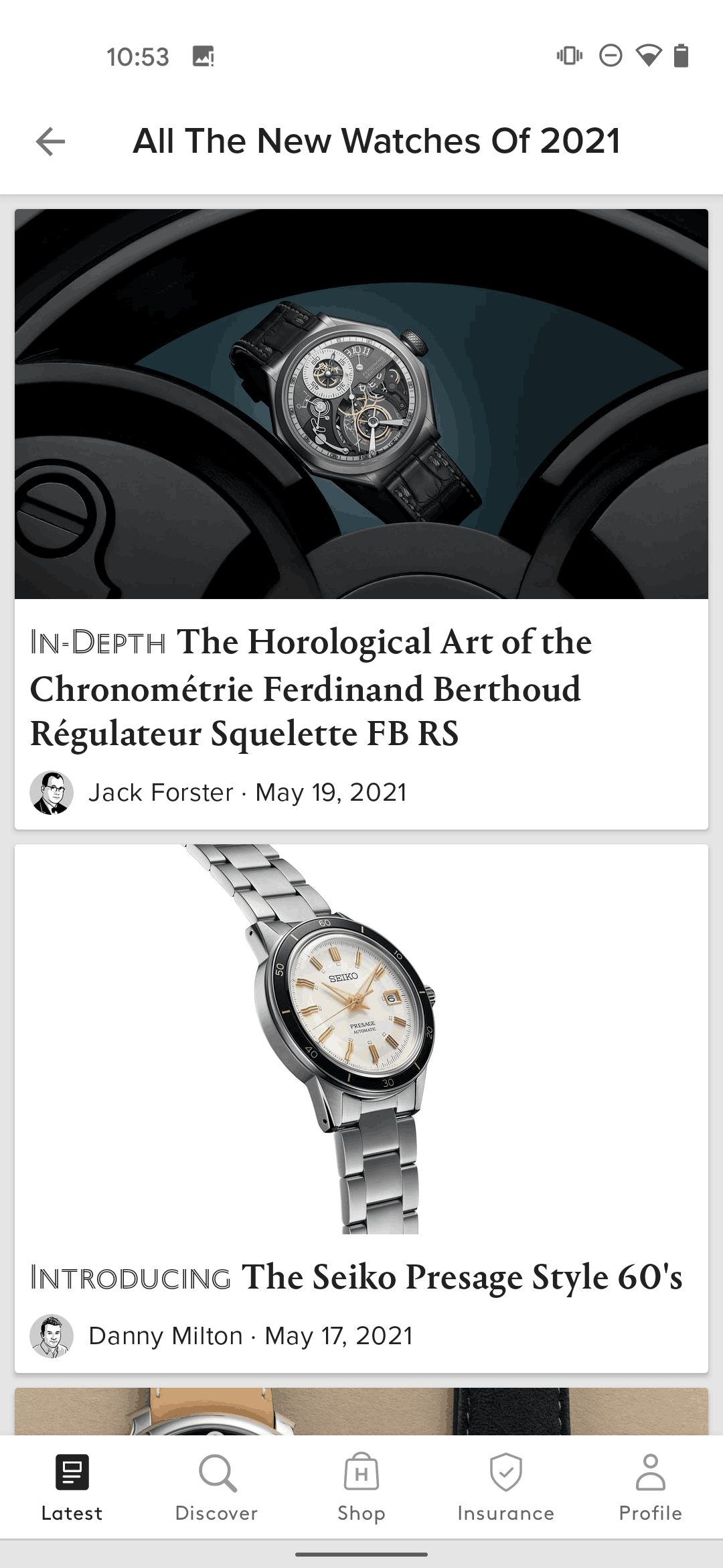 HODINKEE Android Lifestyle interface screenshot 24