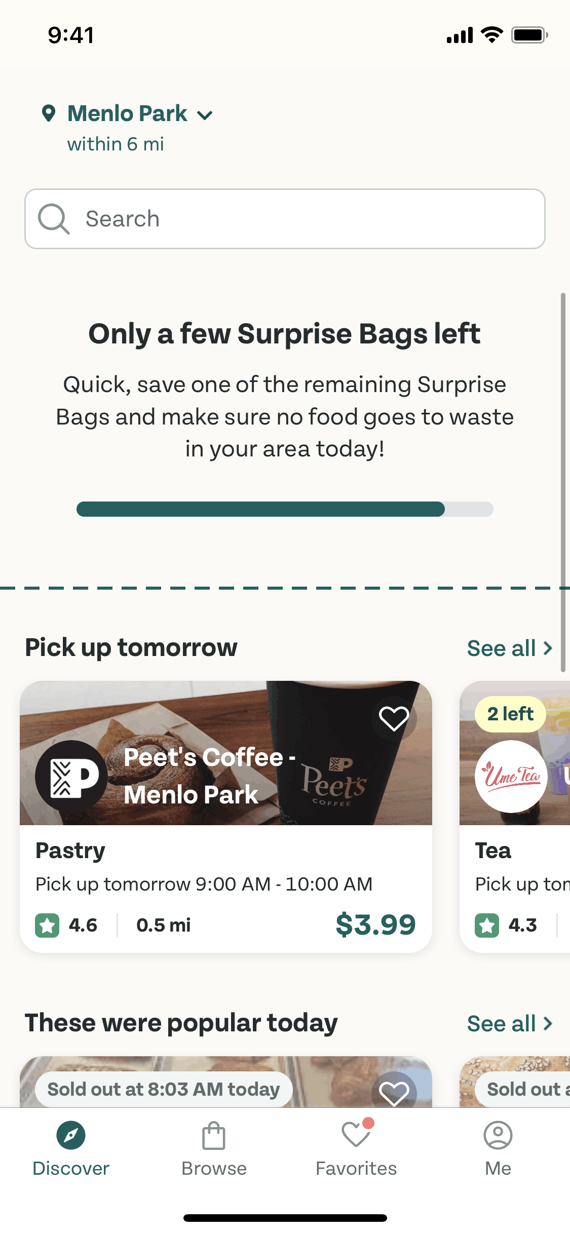 Too Good To Go iOS Food & Drink interface screenshot 2