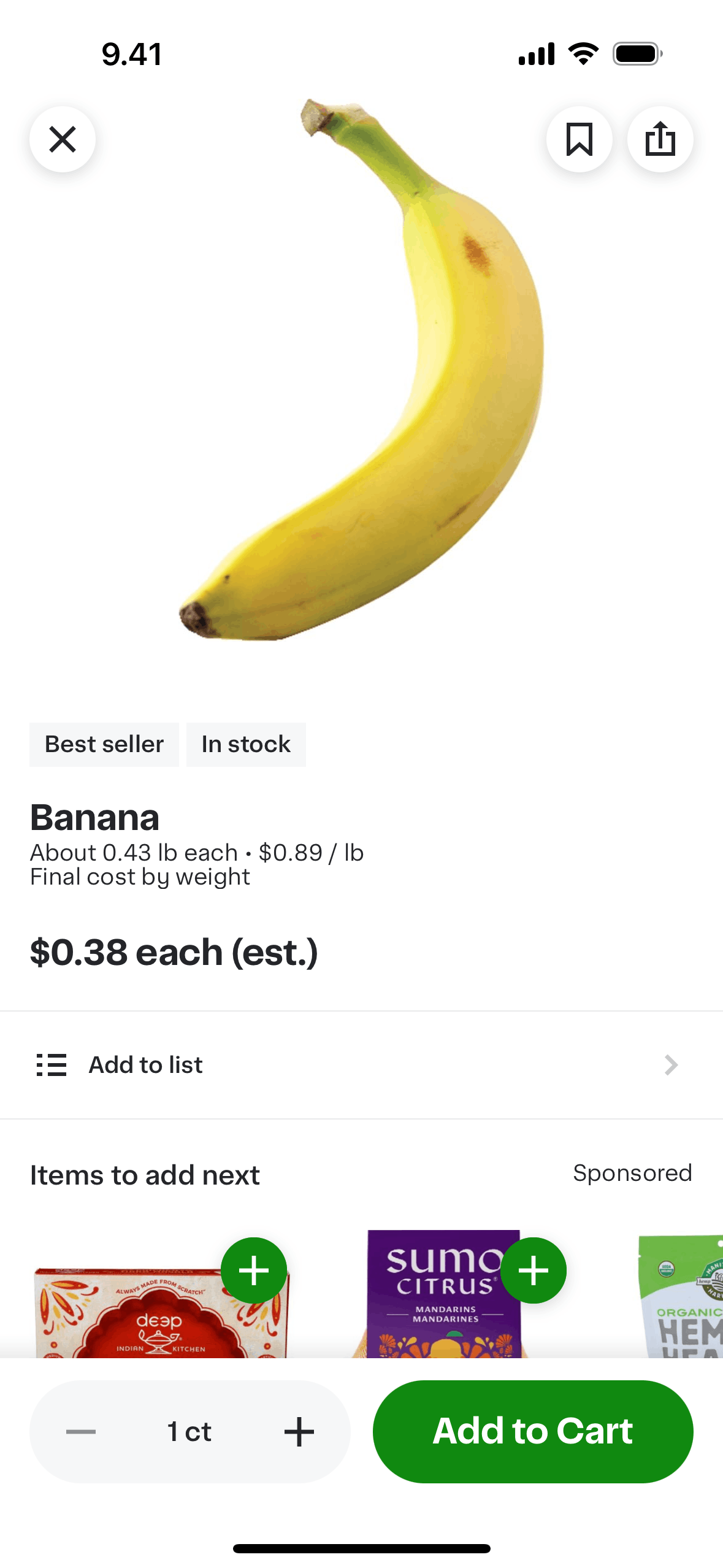 Instacart iOS Food & Drink interface screenshot 1