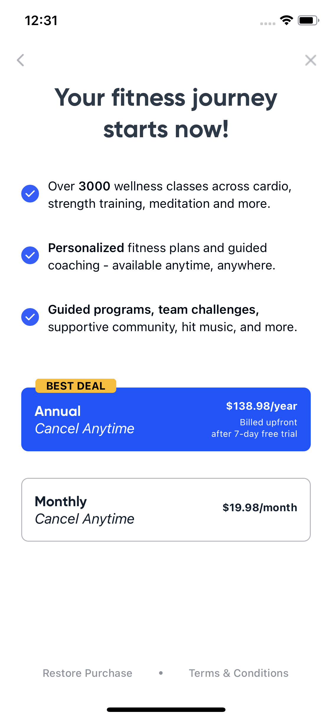 Aaptiv iOS Health & Fitness interface screenshot 24