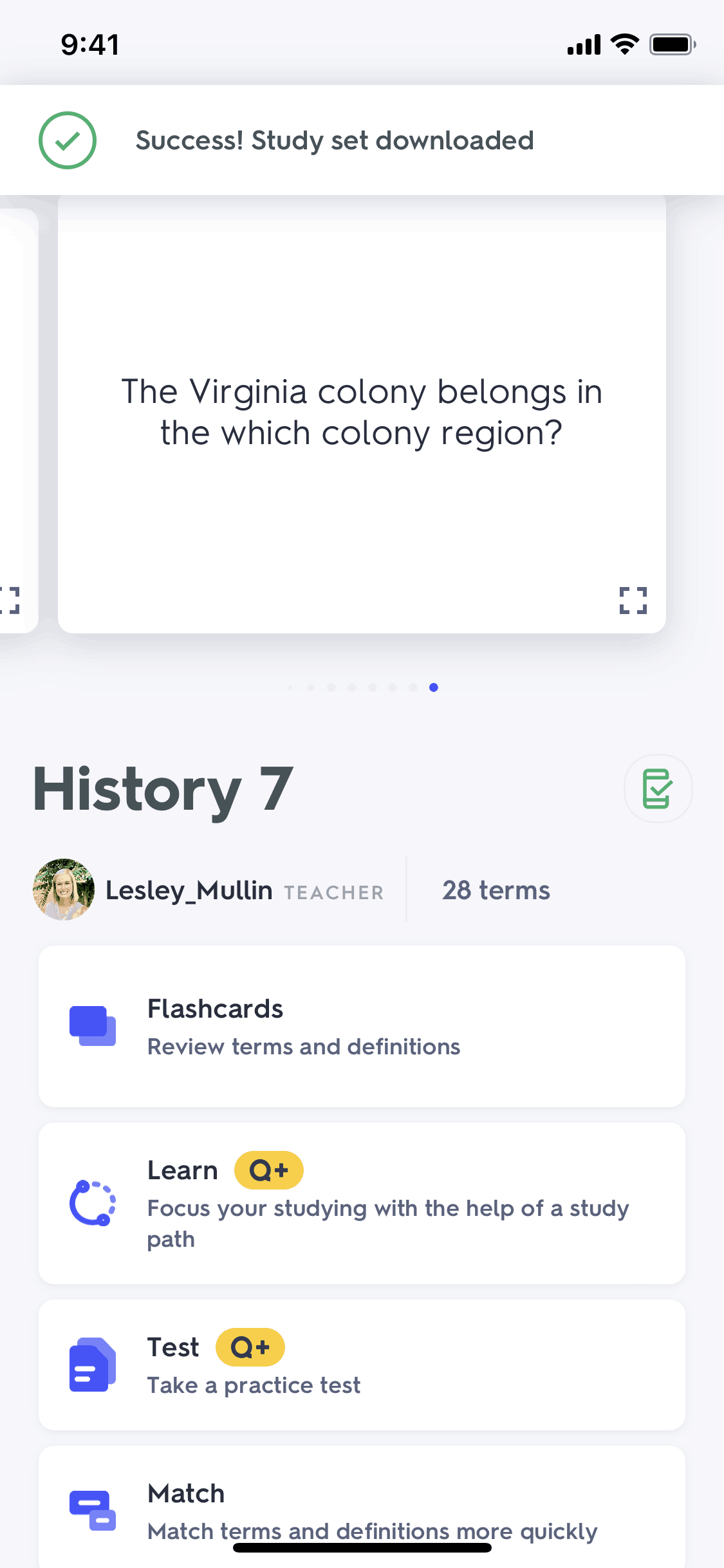 Quizlet iOS Education interface screenshot 8