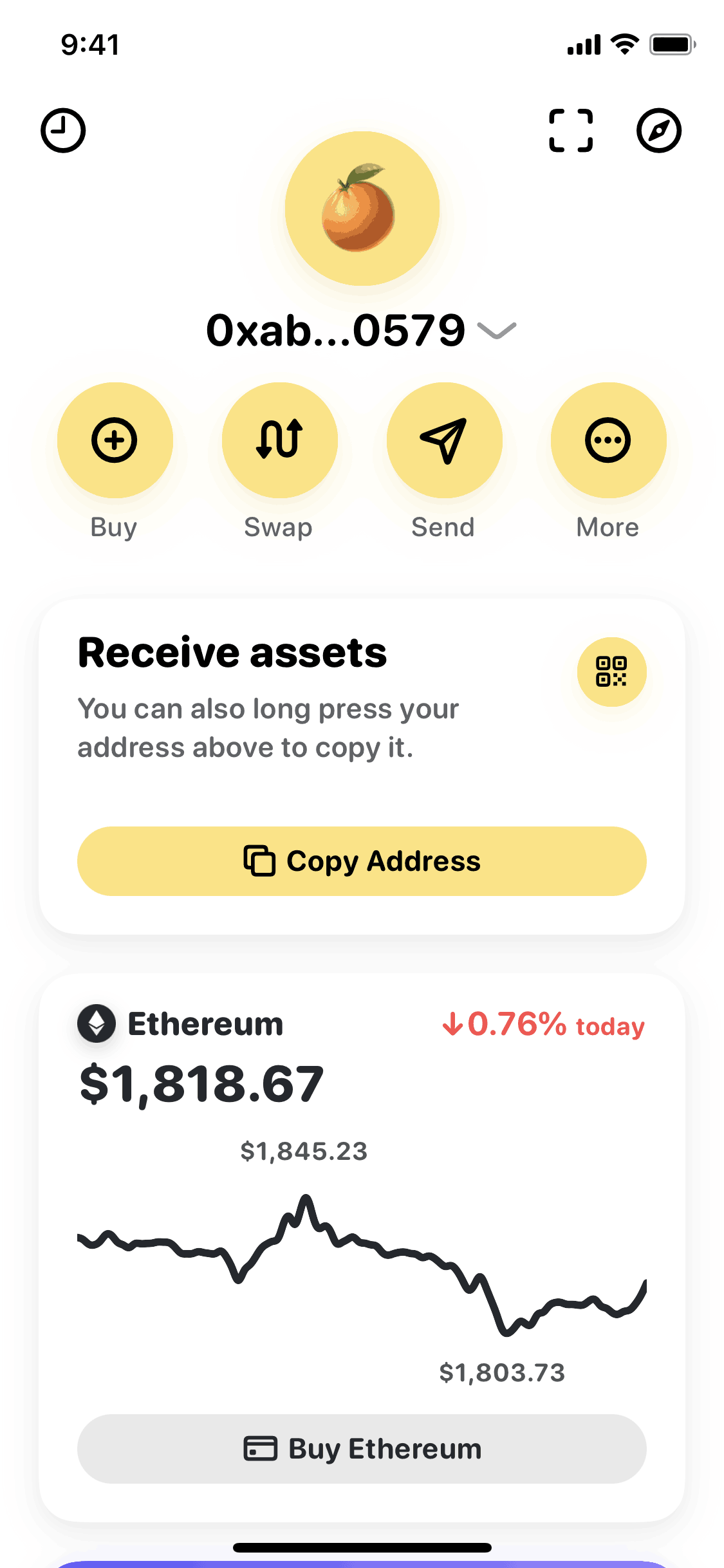 Rainbow iOS Crypto & Web3 interface screenshot 1