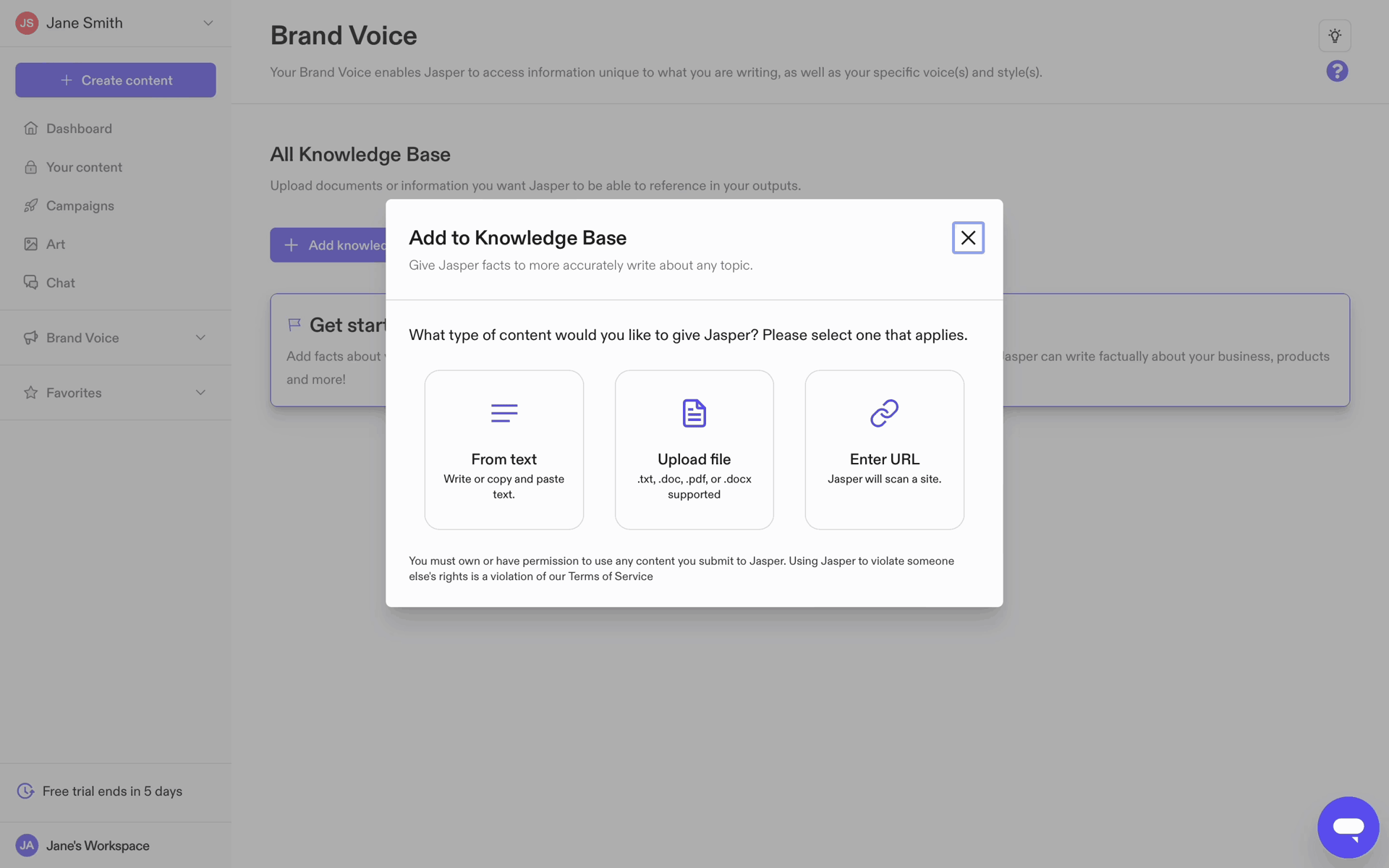 Jasper Web AI interface screenshot 22