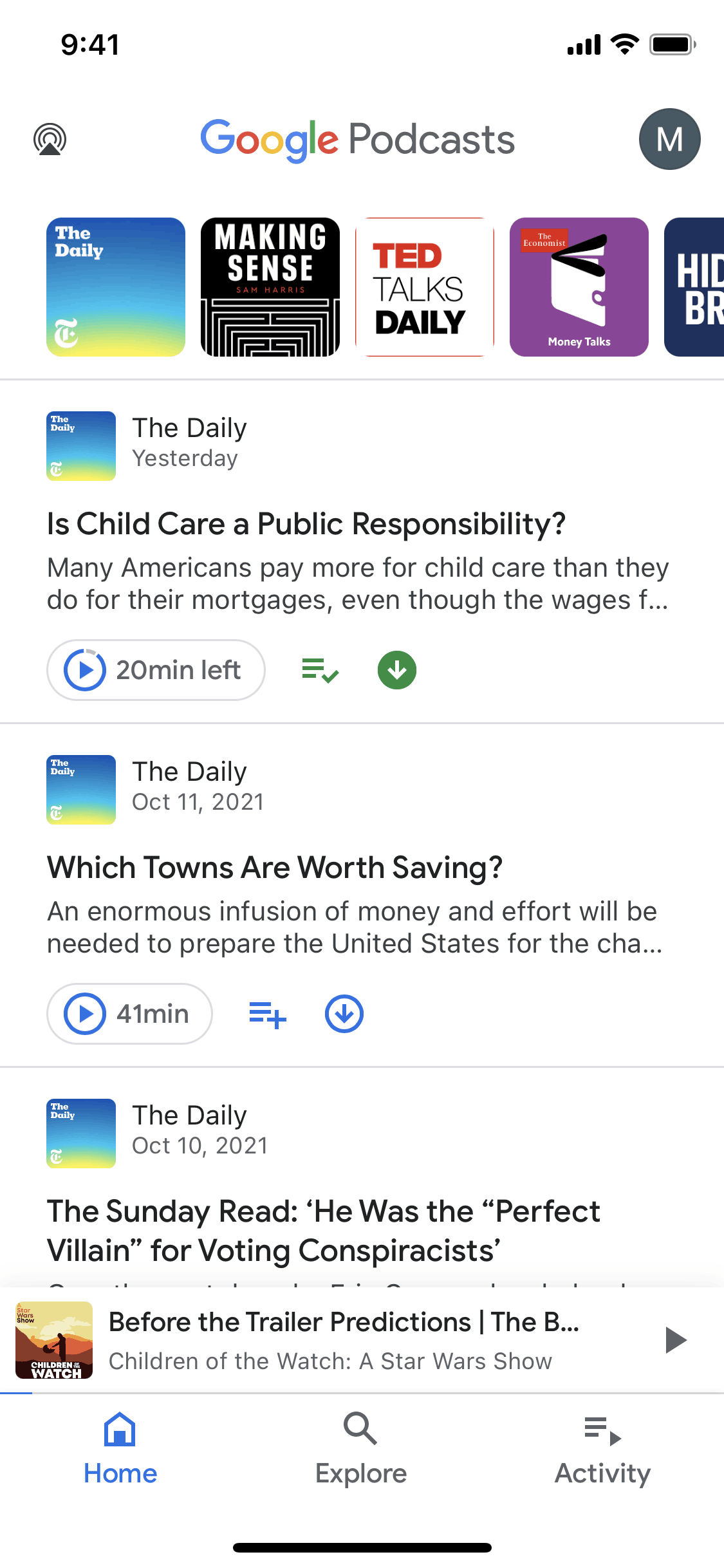 Google Podcasts iOS Entertainment interface screenshot 2
