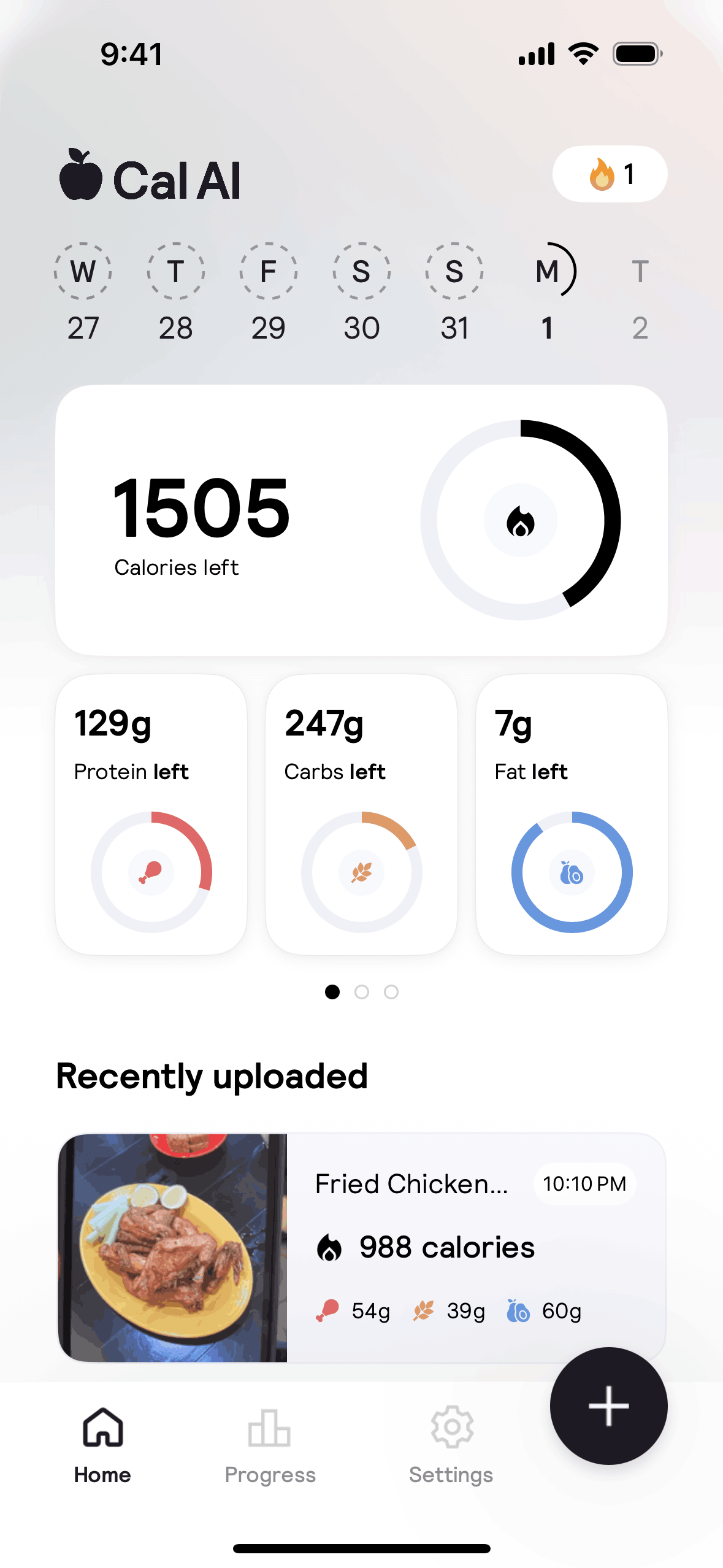Cal AI iOS AI interface screenshot 2