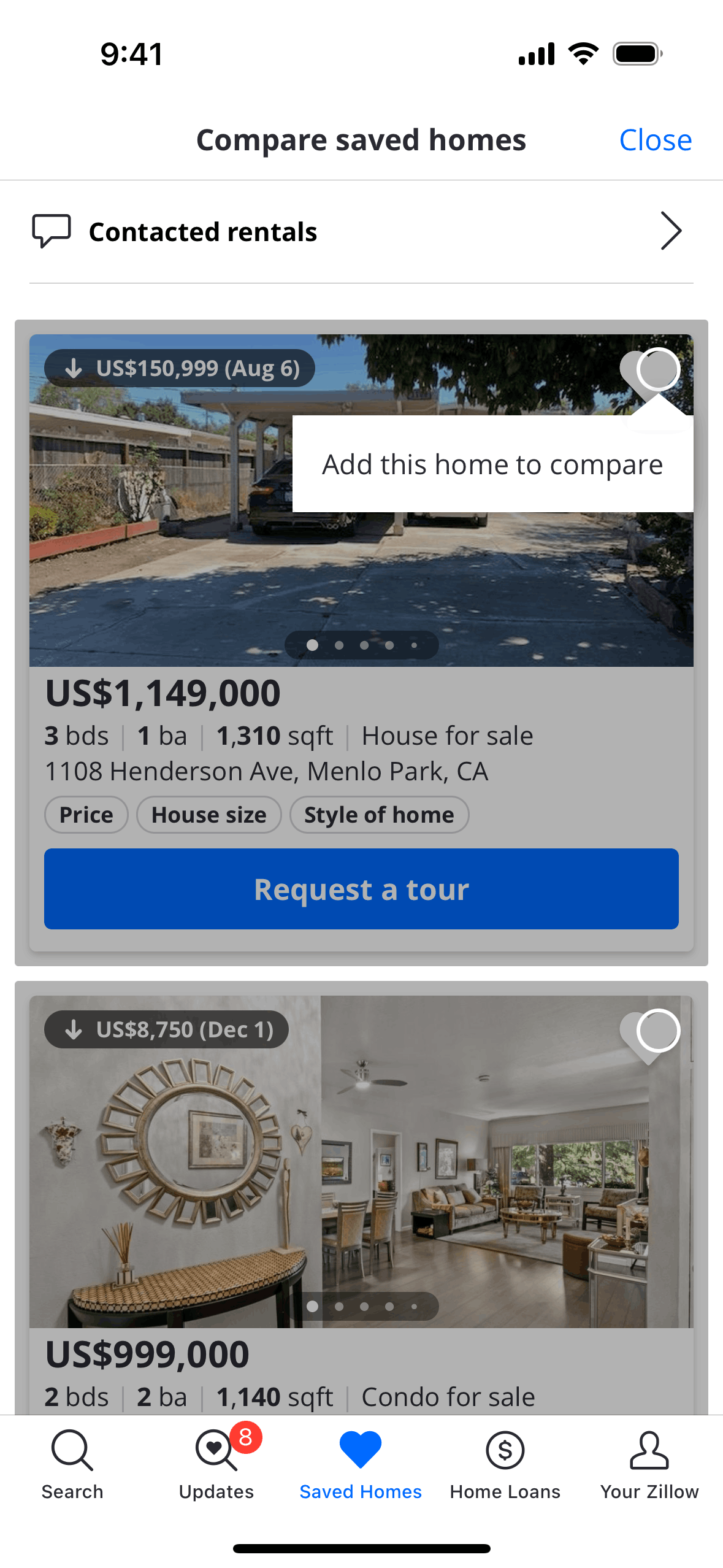 Zillow iOS Real Estate interface screenshot 19