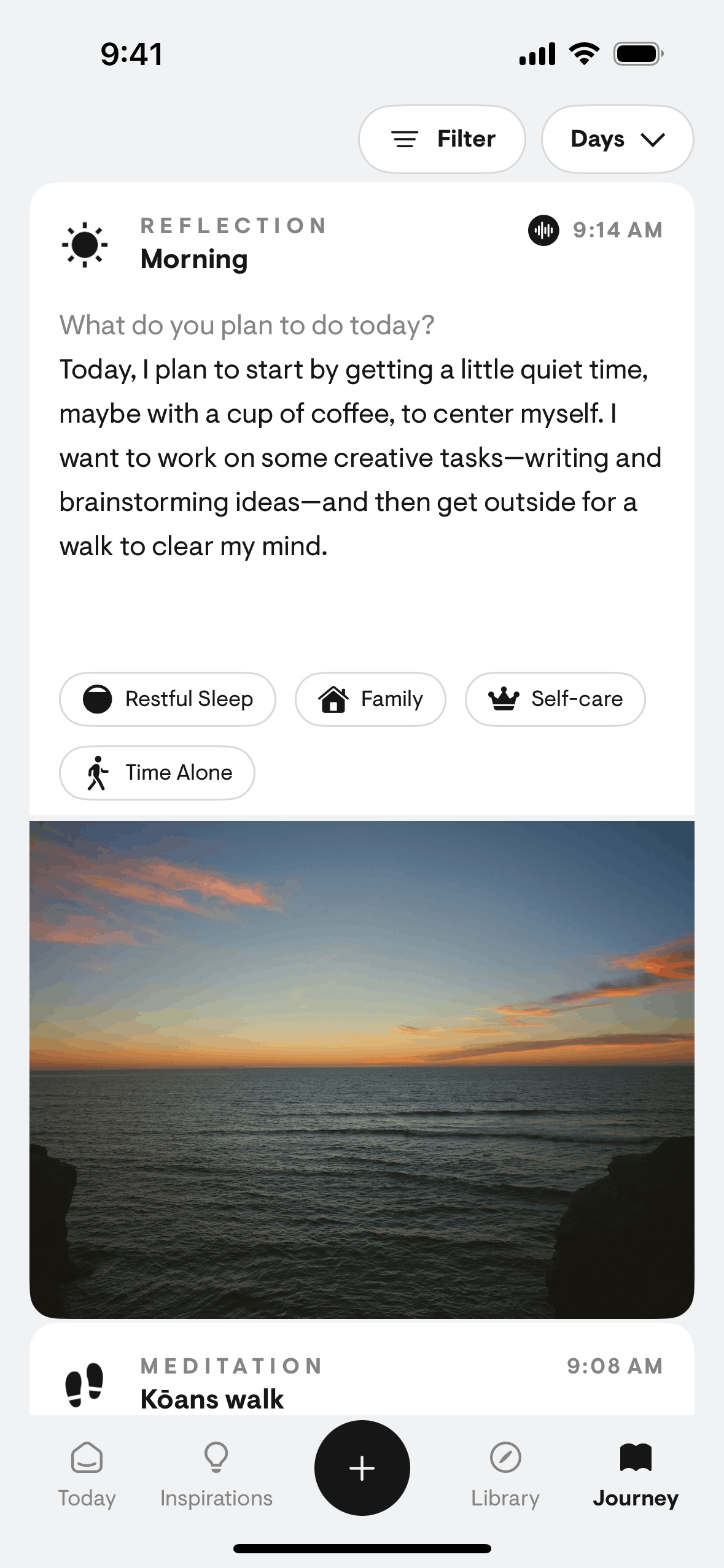 stoic. iOS Health & Fitness interface screenshot 1