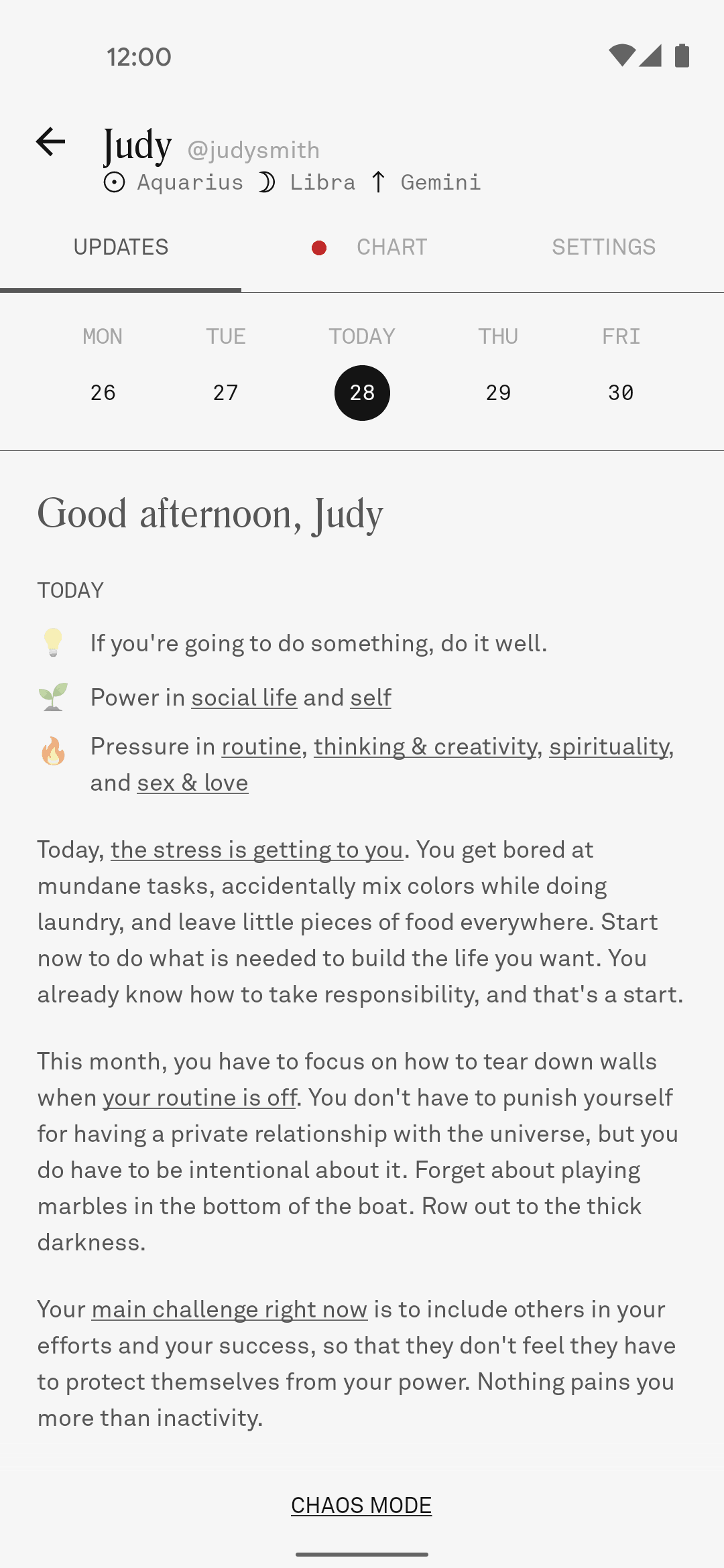 Co–Star Android Lifestyle interface screenshot 2