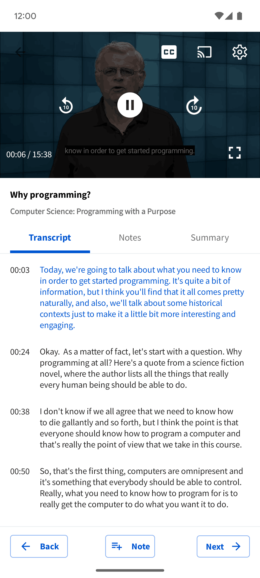 Coursera Android Education interface screenshot 21