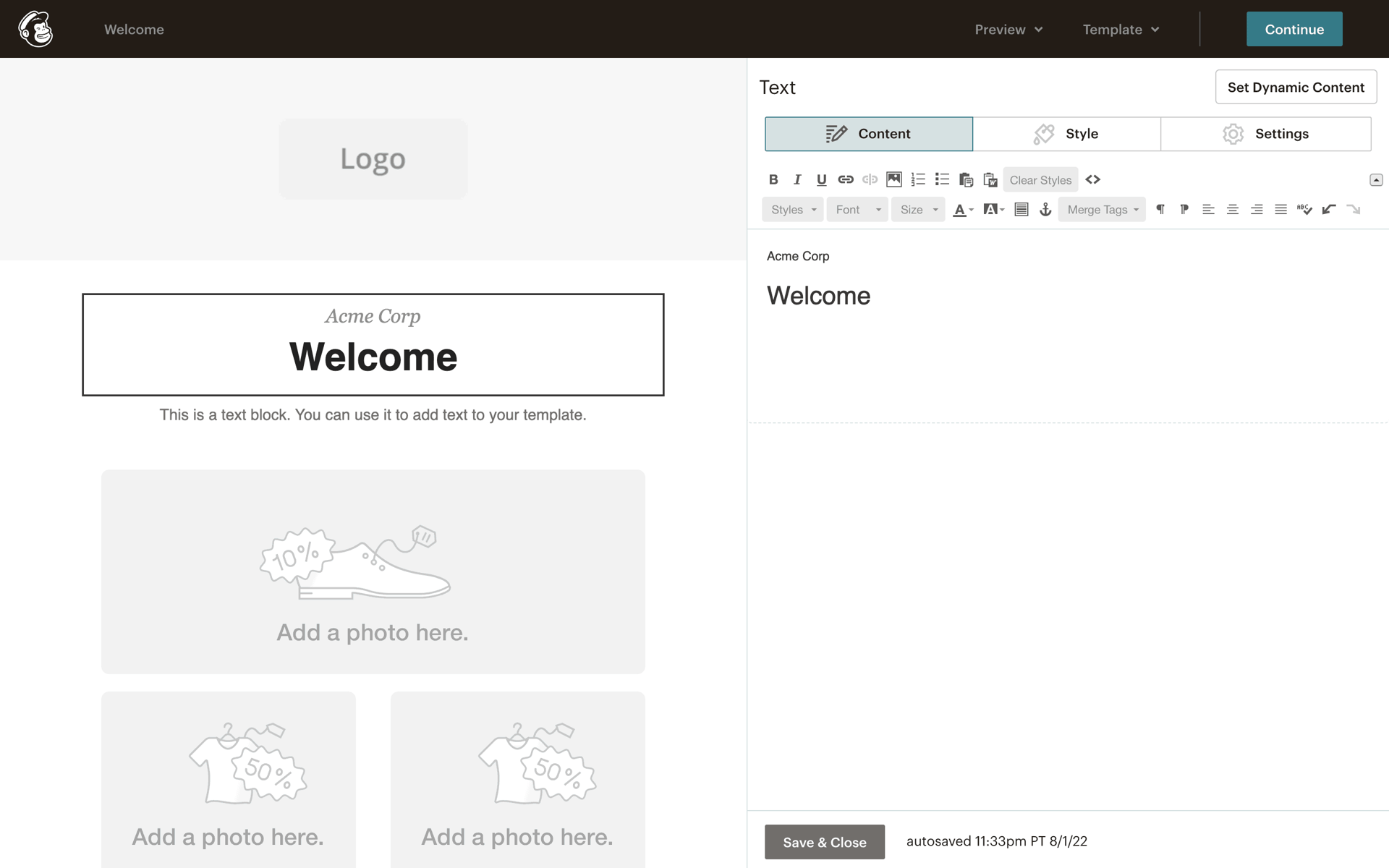 Mailchimp Web Business interface screenshot 2