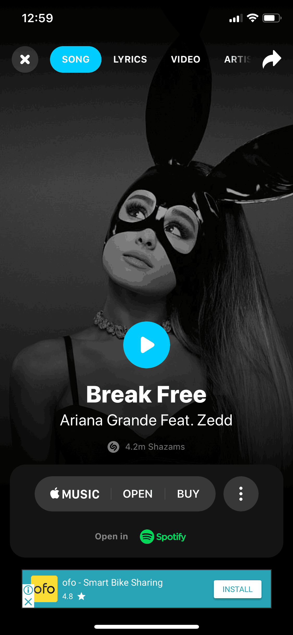 Shazam iOS Music & Audio interface screenshot 2