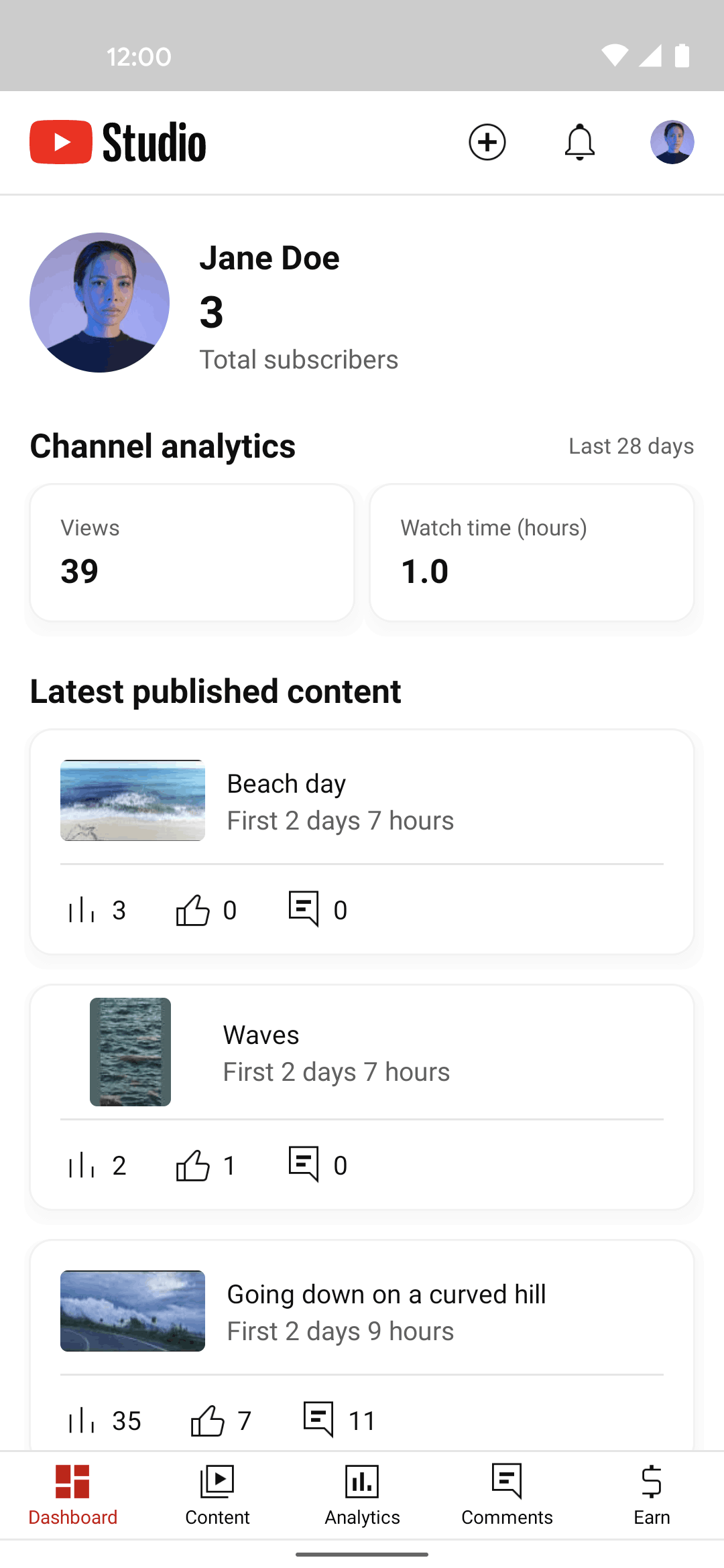YouTube Studio Android Photo & Video interface screenshot 2