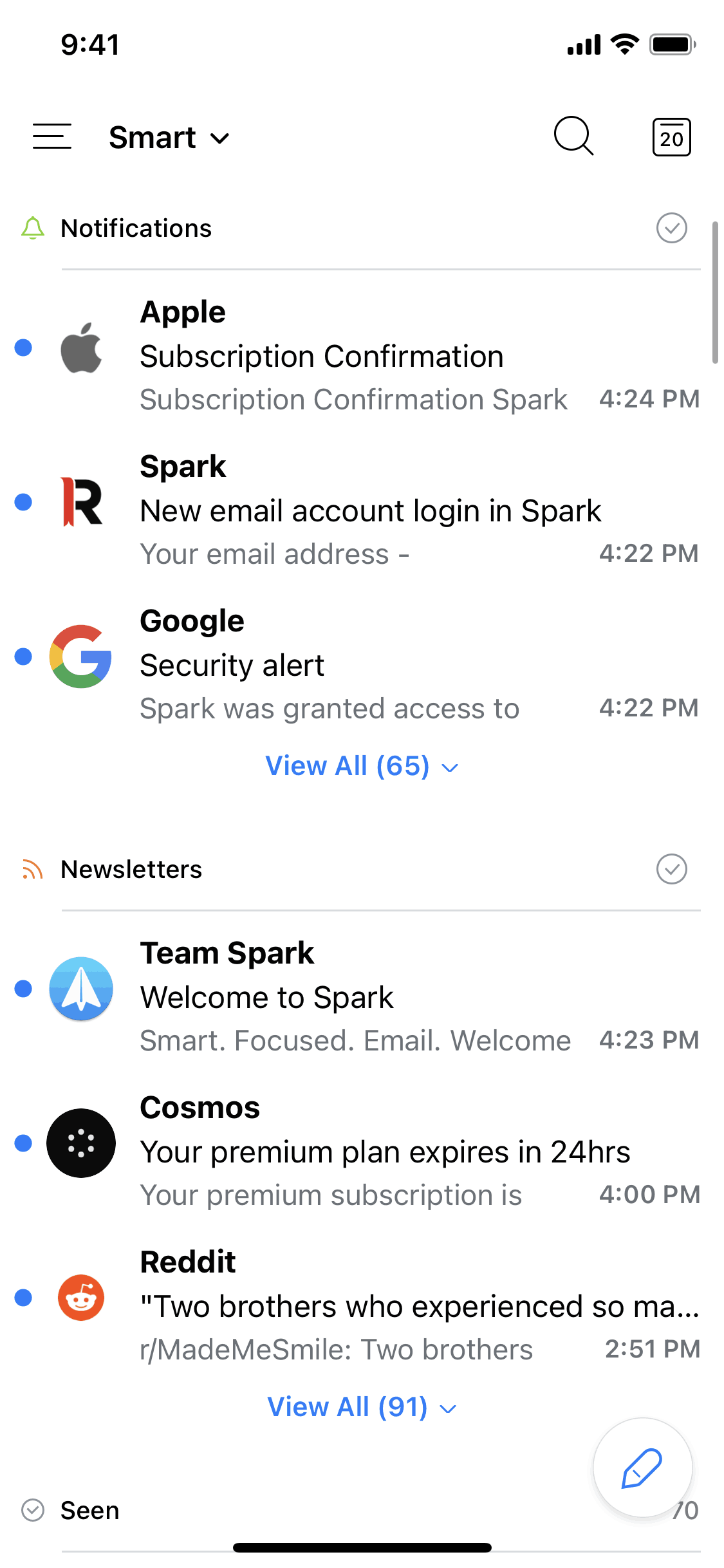 Spark Mail iOS AI interface screenshot 3