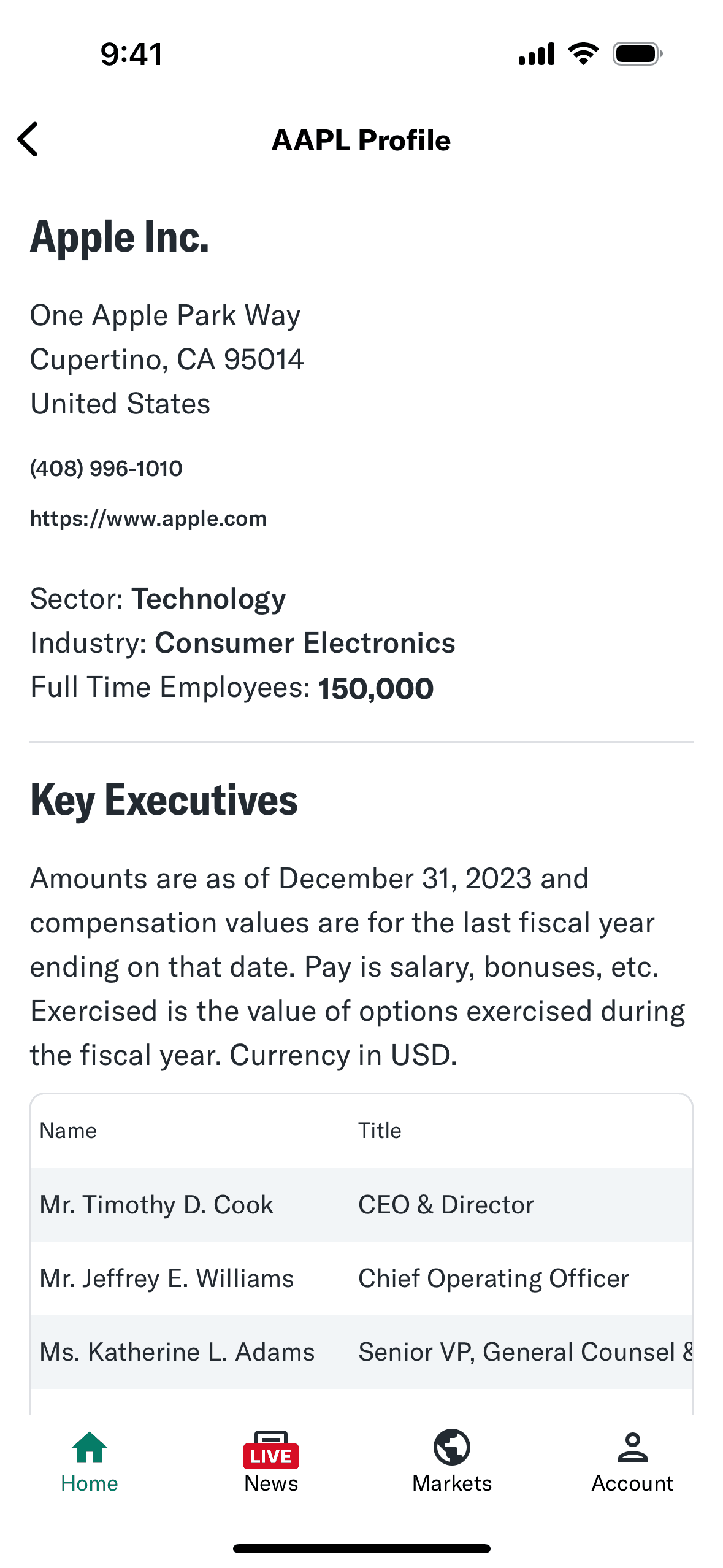 Yahoo Finance iOS Finance interface screenshot 17