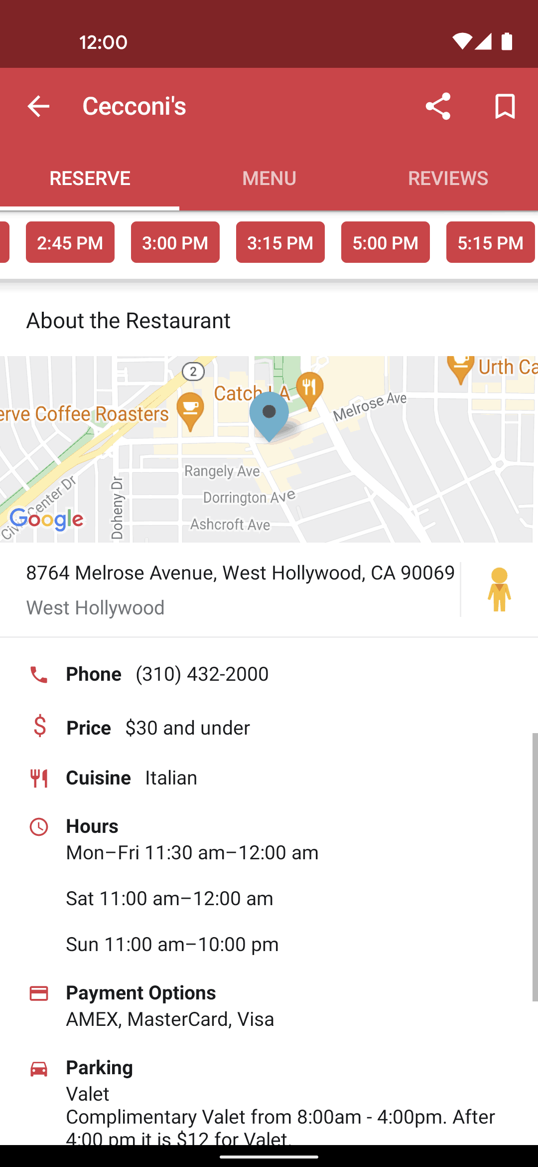 OpenTable Android Food & Drink interface screenshot 2