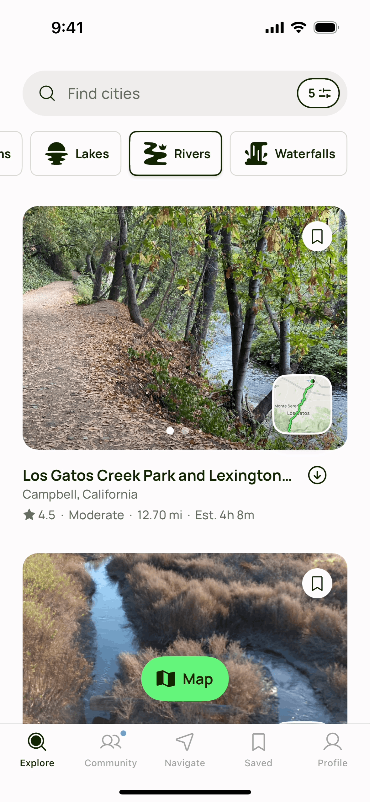 AllTrails iOS Health & Fitness interface screenshot 1