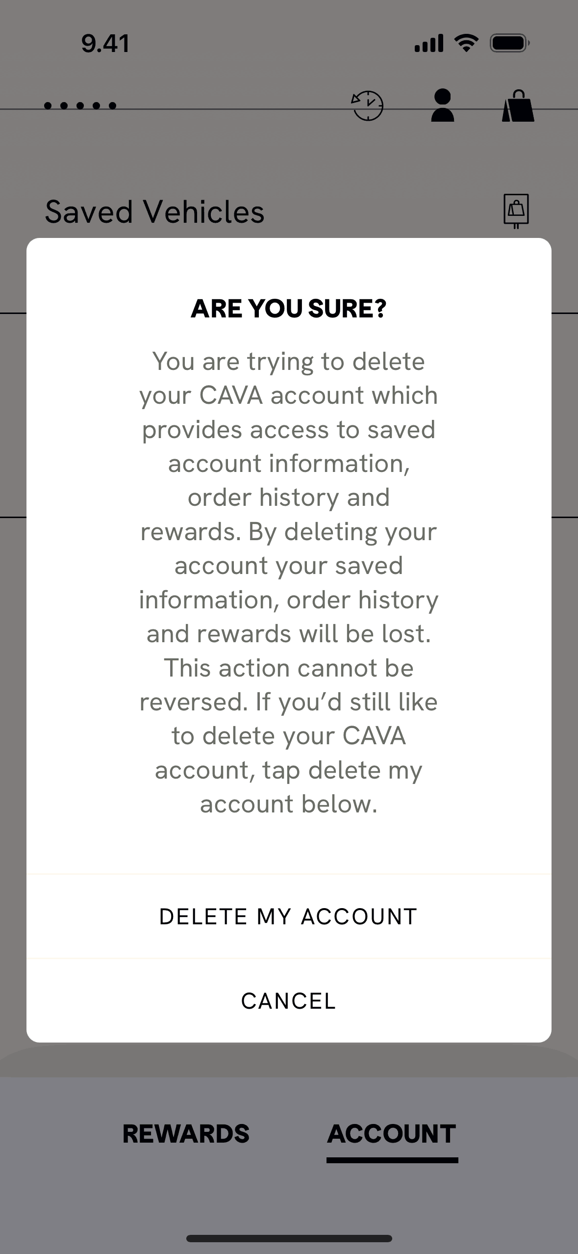 CAVA iOS Food & Drink interface screenshot 16