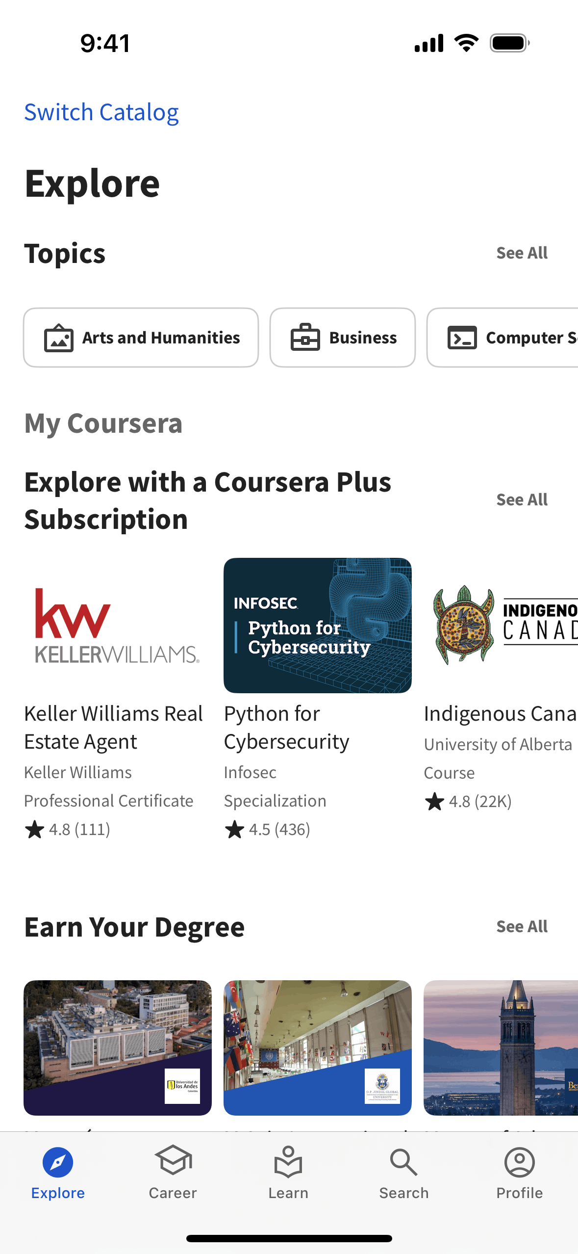 Coursera iOS Education interface screenshot 2