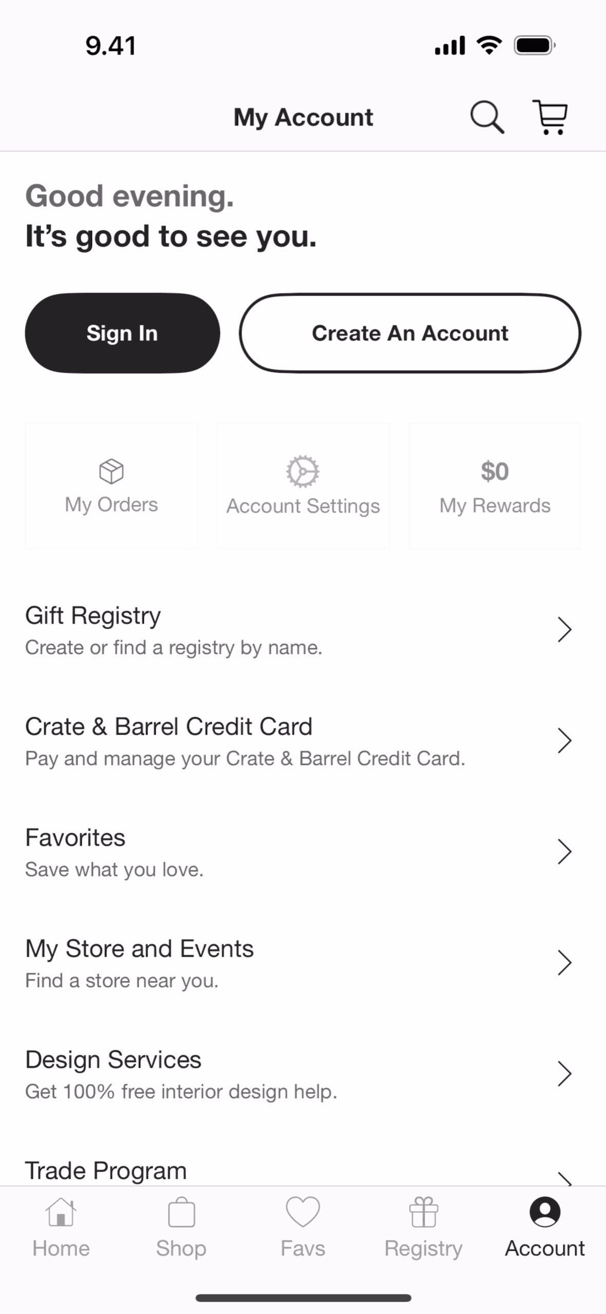 Crate & Barrel iOS Shopping interface screenshot 4