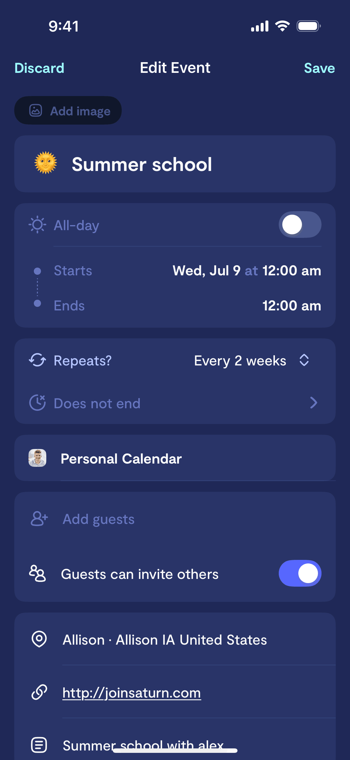 Saturn Calendar iOS Productivity interface screenshot 4