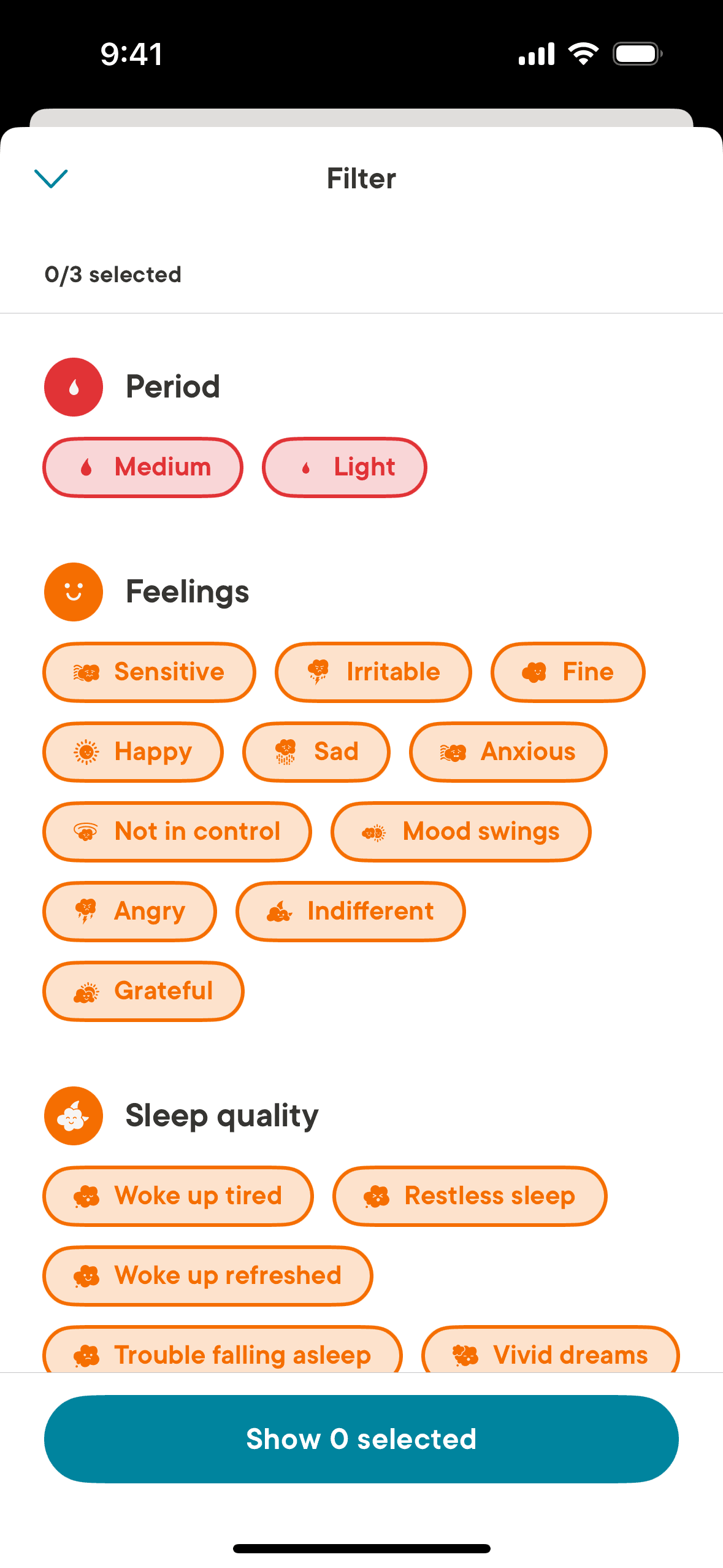 Clue iOS Health & Fitness interface screenshot 3